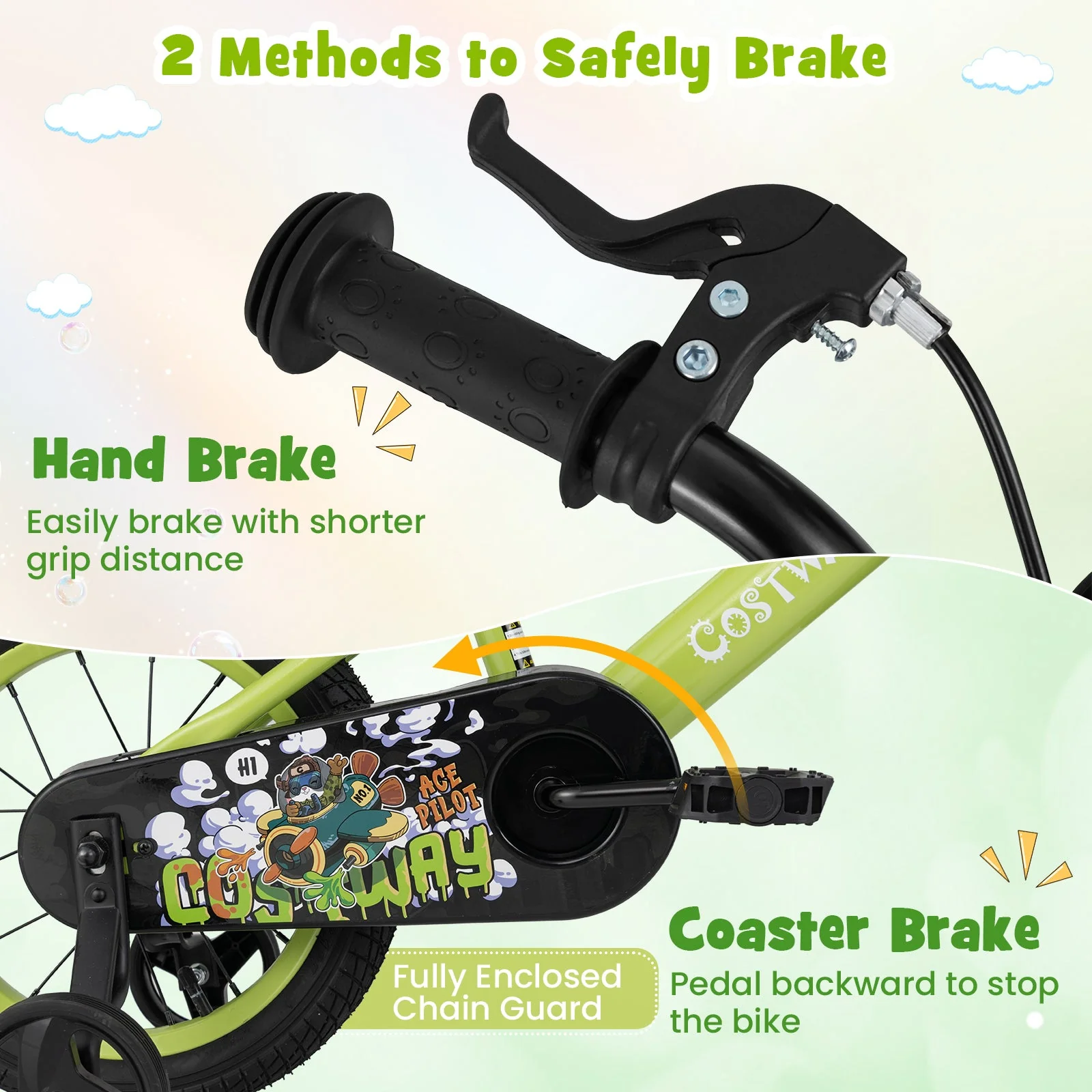14 Inch Kids Bike Adjustable with Detachable Training Wheels for 3-5 Years Old-14 inches - Image 6
