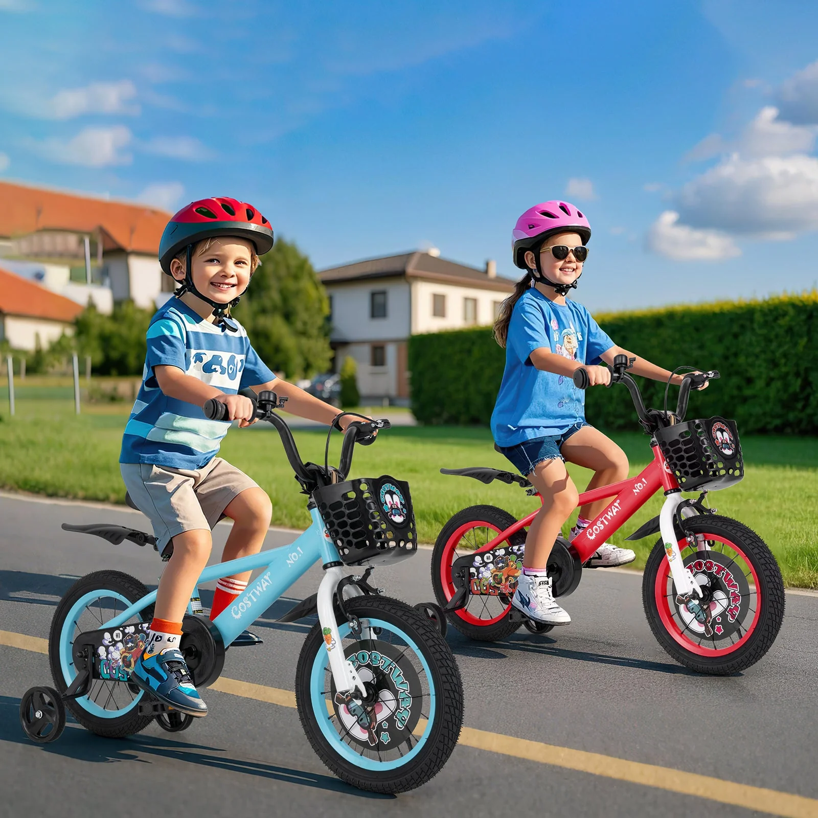 14 Inch Kids Bike Adjustable with Storage Basket and Double Brake for 3-5 Years Old-14 inches - Image 2