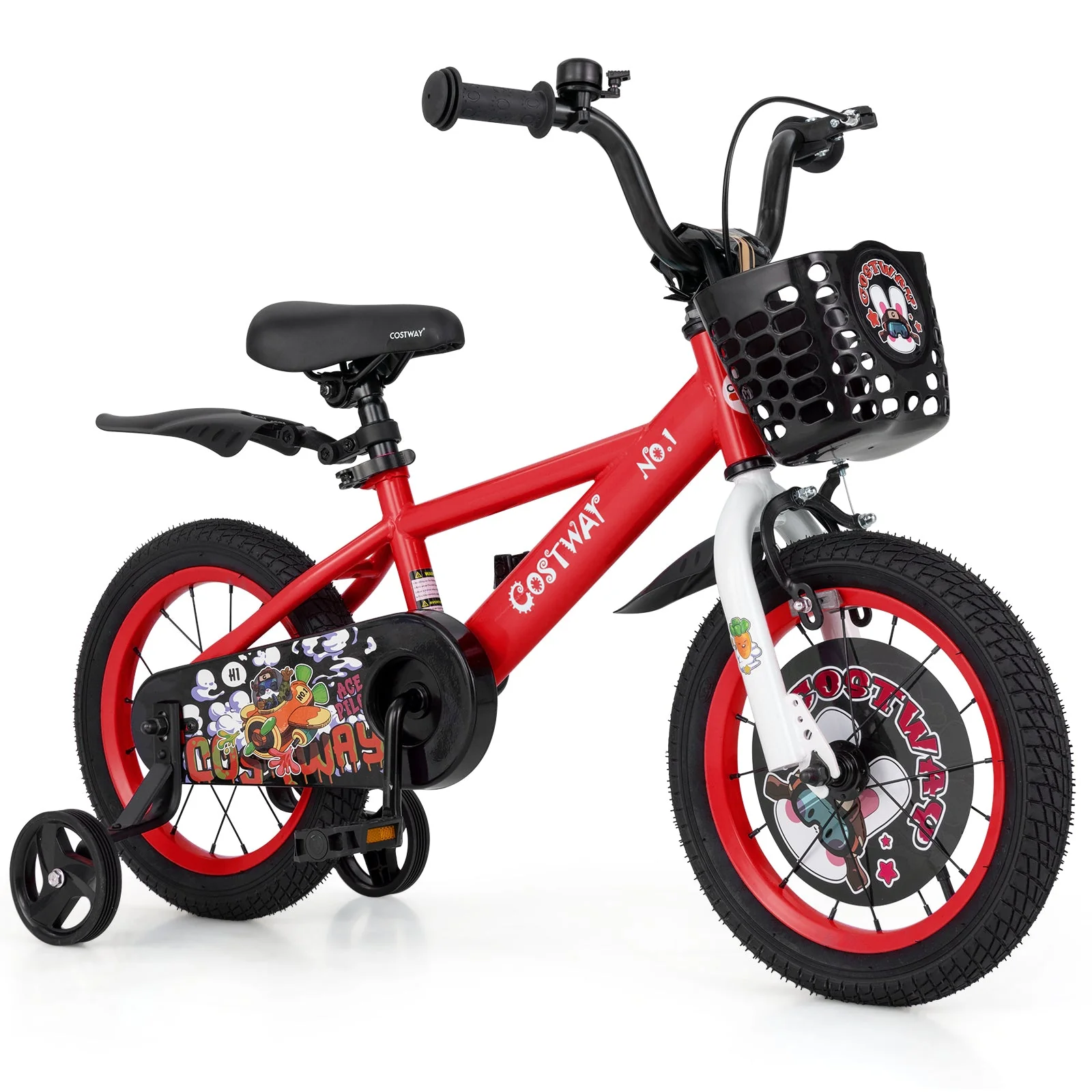14 Inch Kids Bike Adjustable with Storage Basket and Double Brake for 3-5 Years Old-14 inches - Image 3