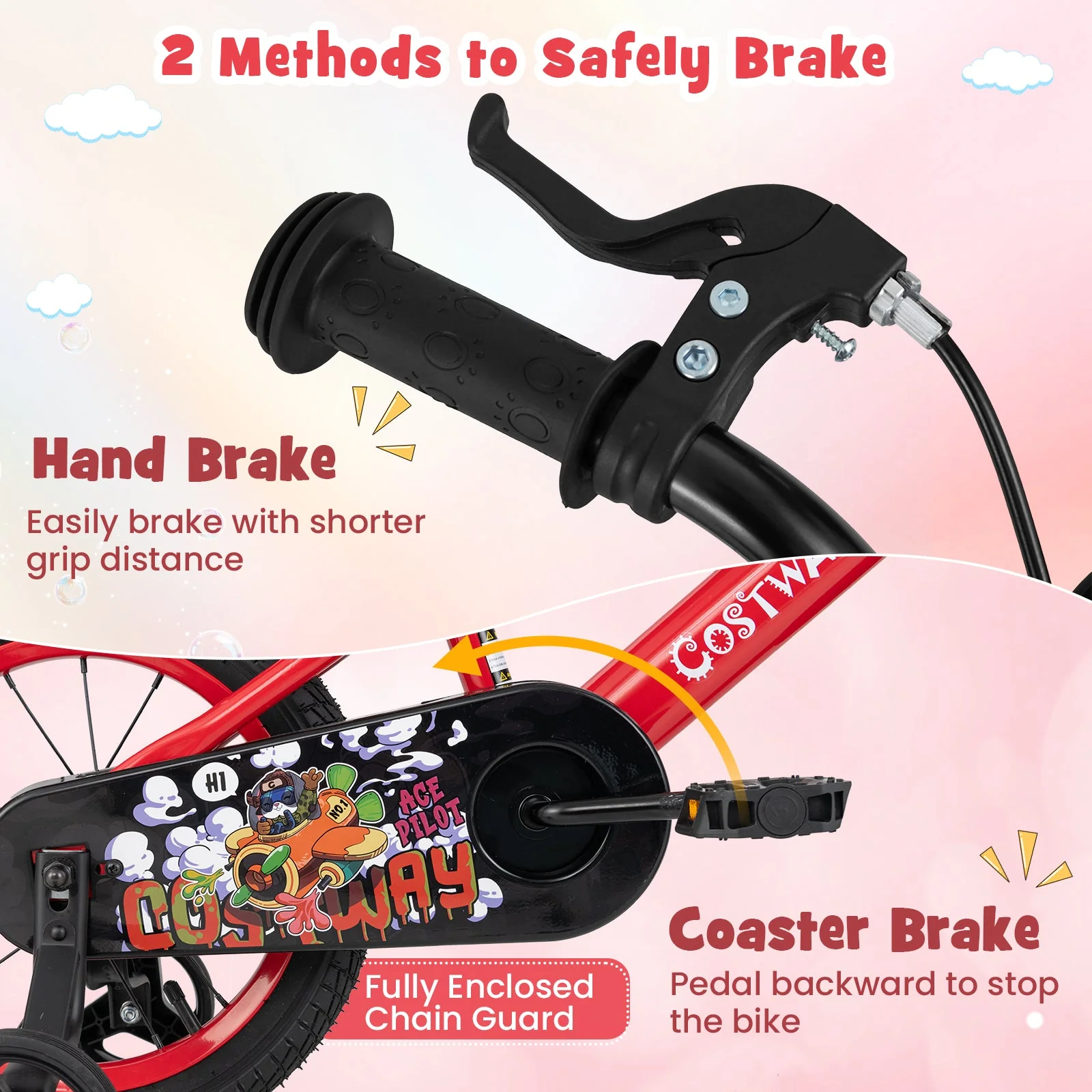 14 Inch Kids Bike Adjustable with Storage Basket and Double Brake for 3-5 Years Old-14 inches - Image 6