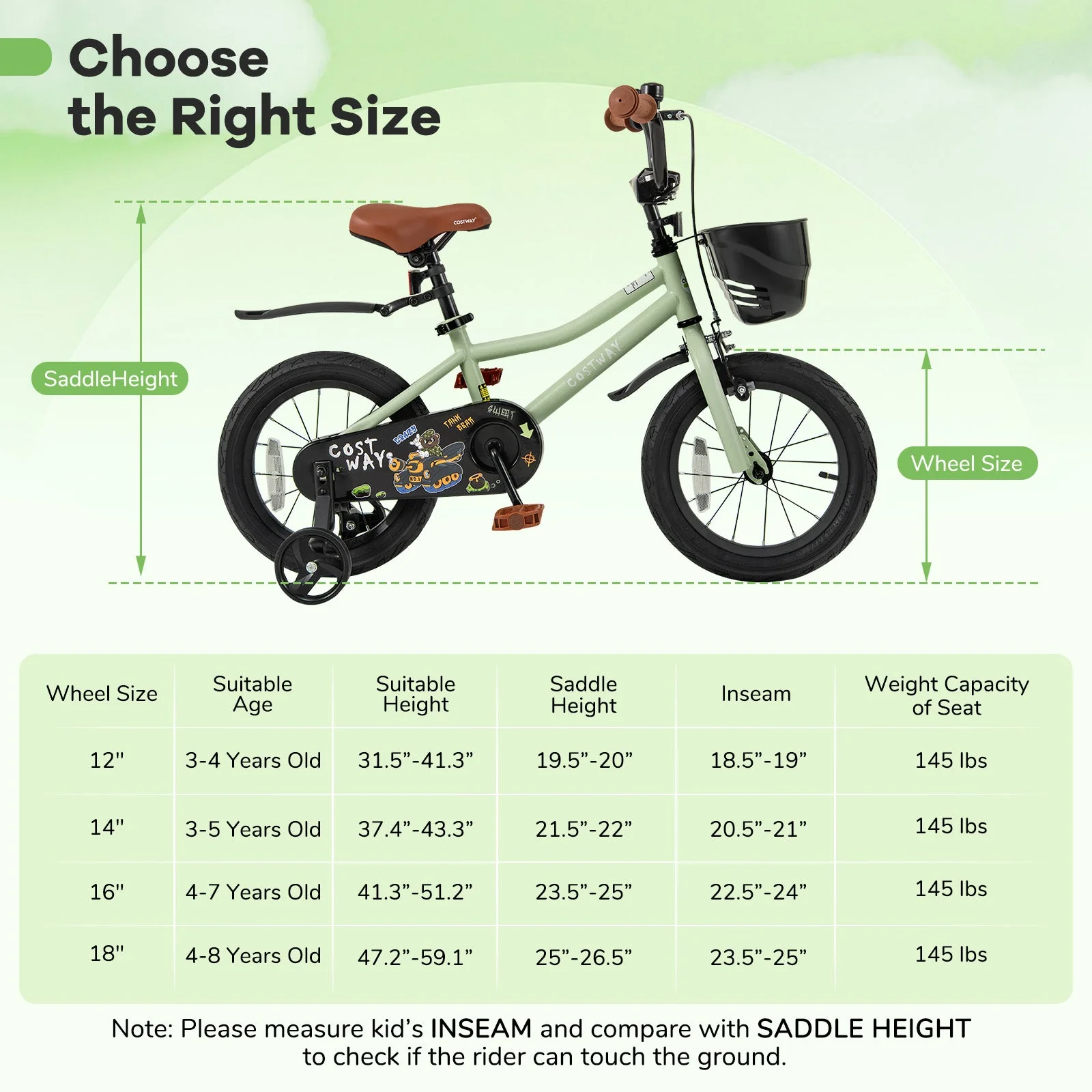 14-Inch Kids Bike Adjustable with Training Wheels for 3-5 Years Old - Image 4