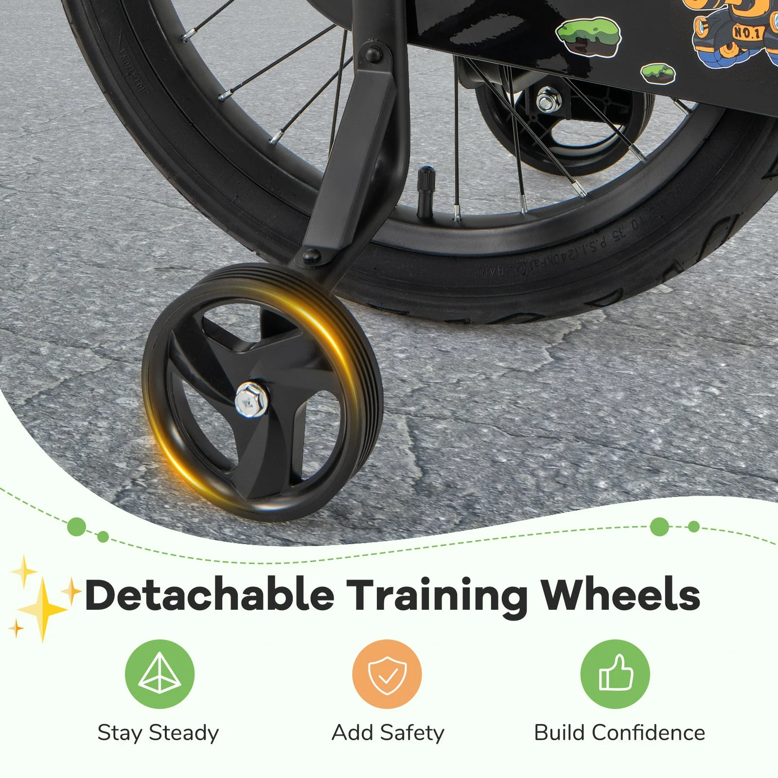 14-Inch Kids Bike Adjustable with Training Wheels for 3-5 Years Old - Image 5