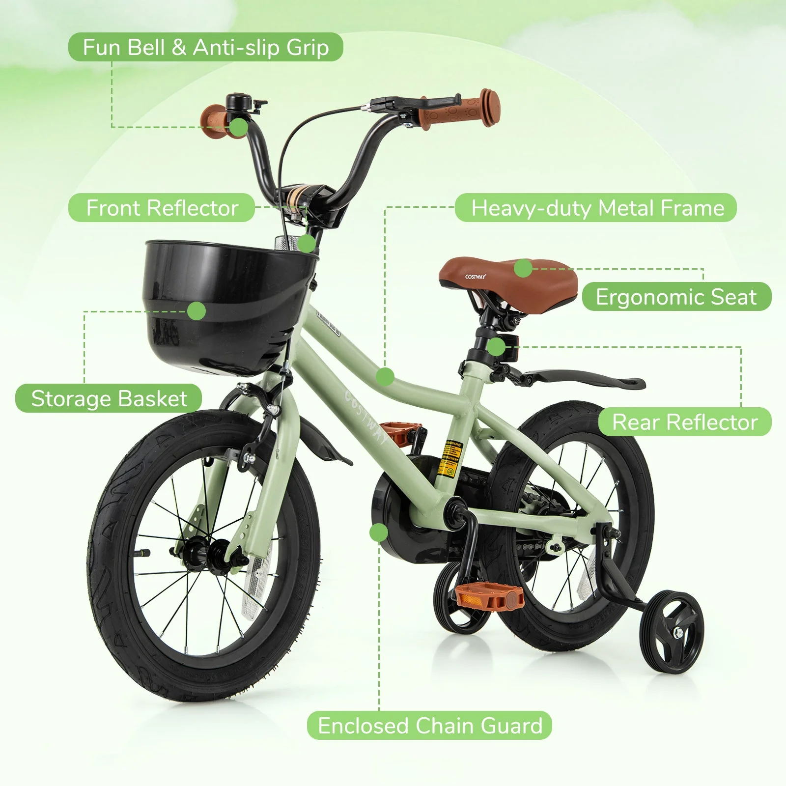 14-Inch Kids Bike Adjustable with Training Wheels for 3-5 Years Old - Image 7