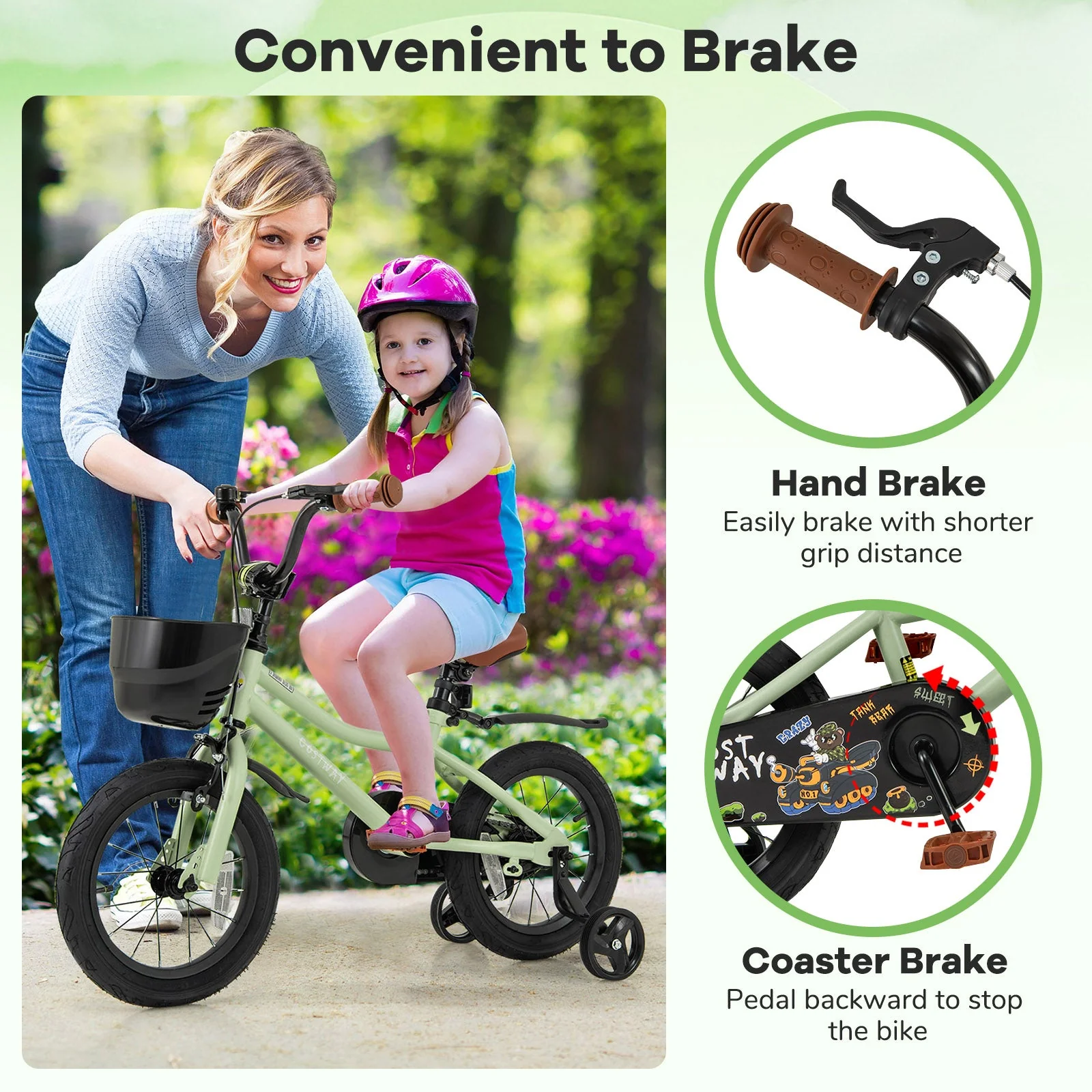 14-Inch Kids Bike Adjustable with Training Wheels for 3-5 Years Old - Image 8