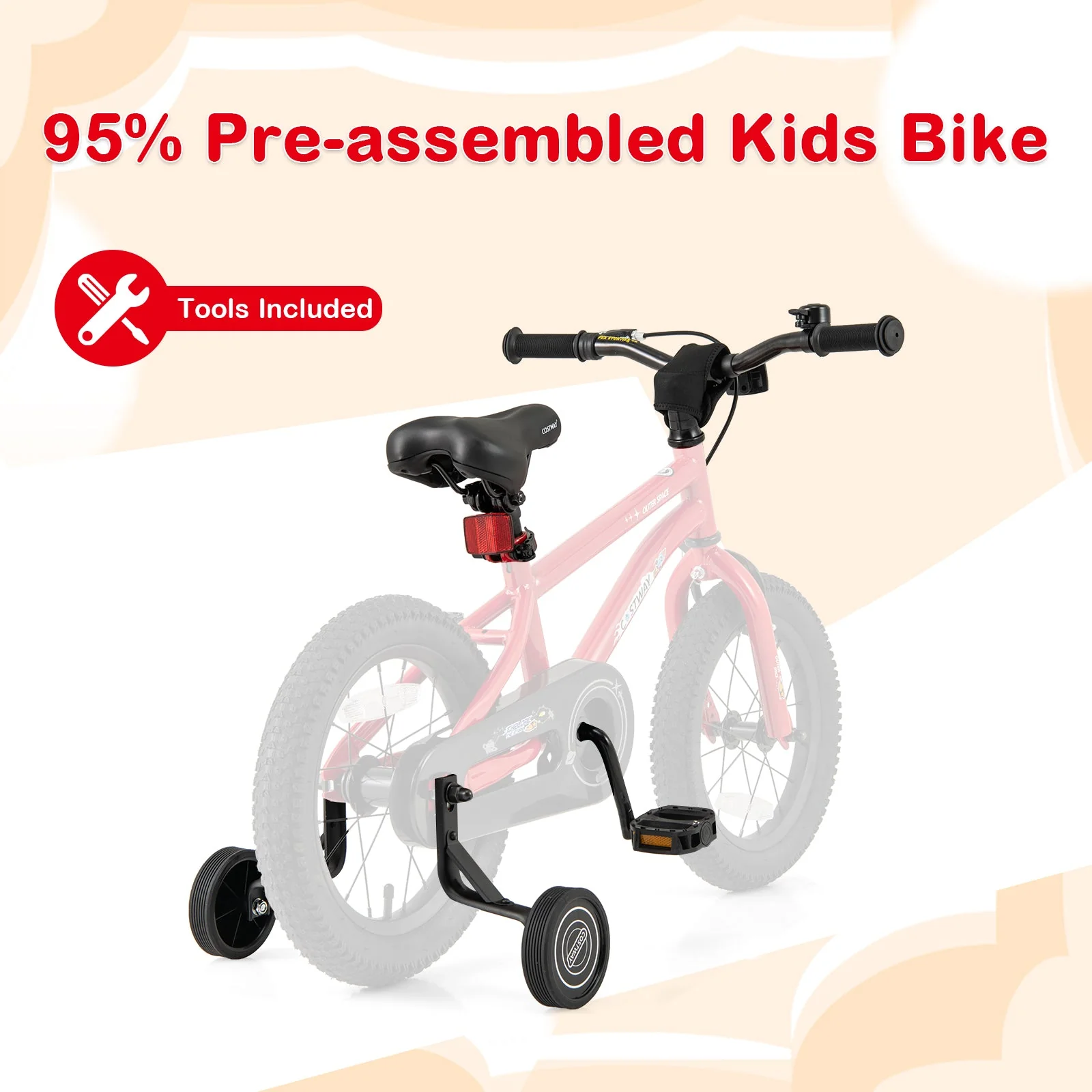 14-Inch Kids Bike Ages 3-8 with Handbrake and Coaster Brake and Bell Ring-14 inches - Image 8