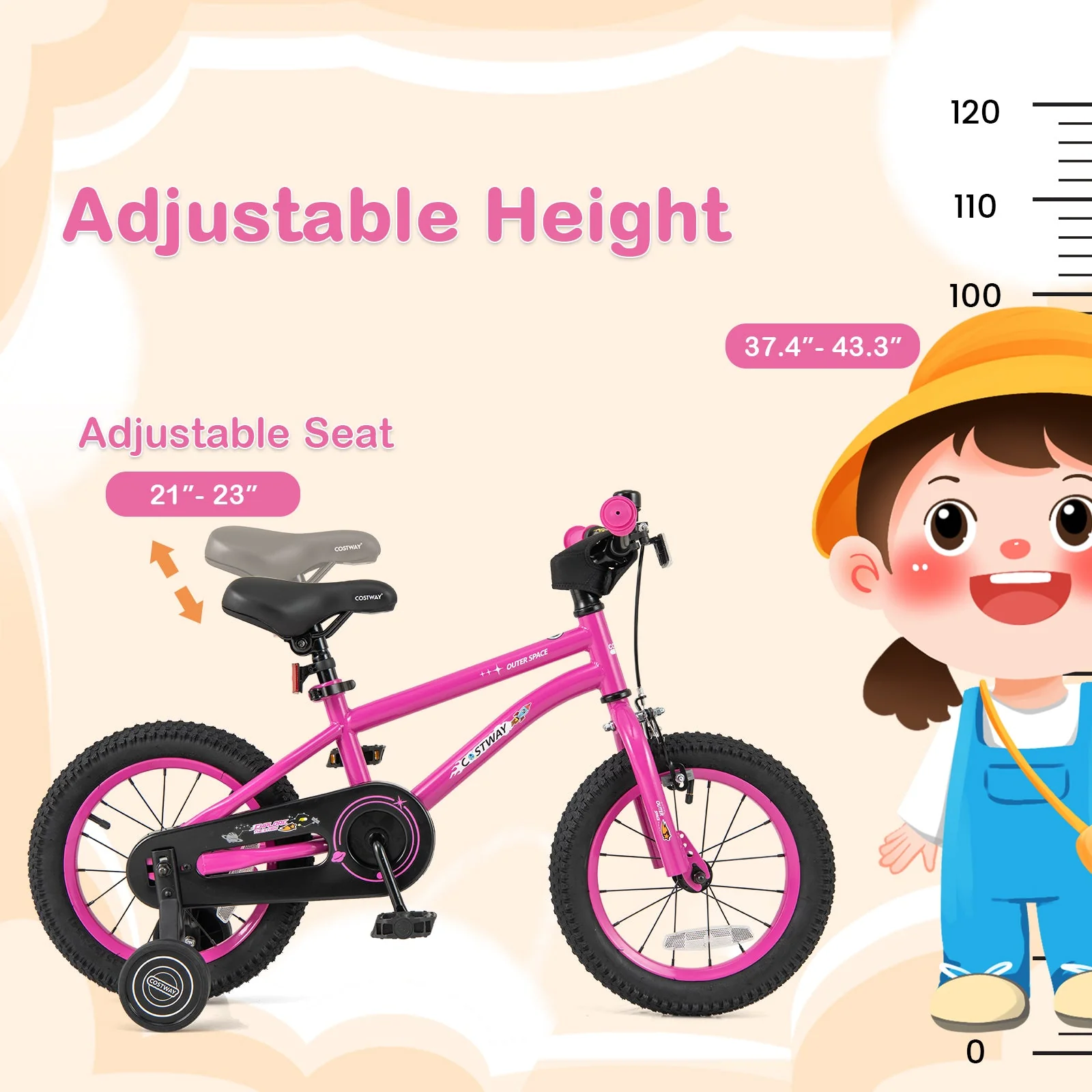 14 Inch Kids Bike for 3-5 Years Old Adjustable with Removable Training Wheels - Image 5