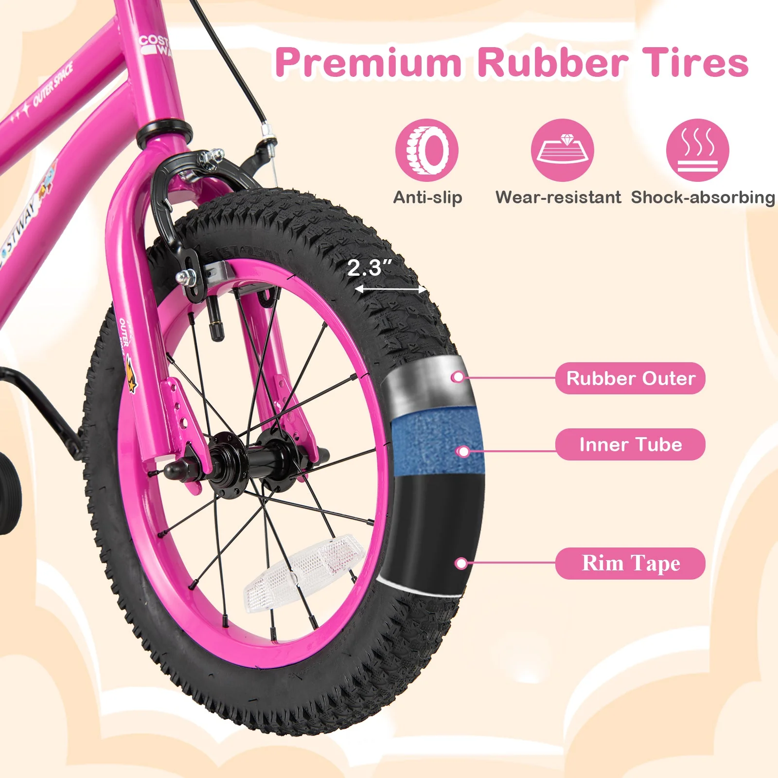 14 Inch Kids Bike for 3-5 Years Old Adjustable with Removable Training Wheels - Image 7