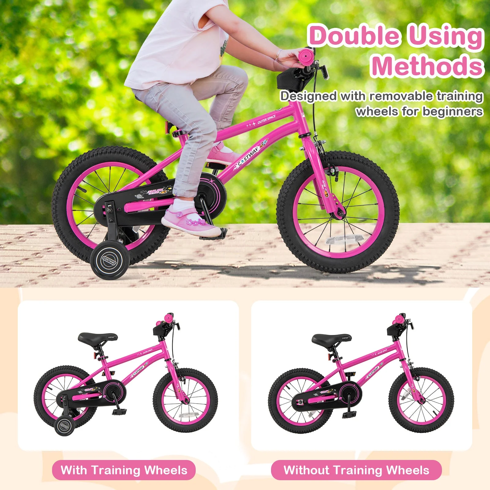 14 Inch Kids Bike for 3-5 Years Old Adjustable with Removable Training Wheels - Image 8