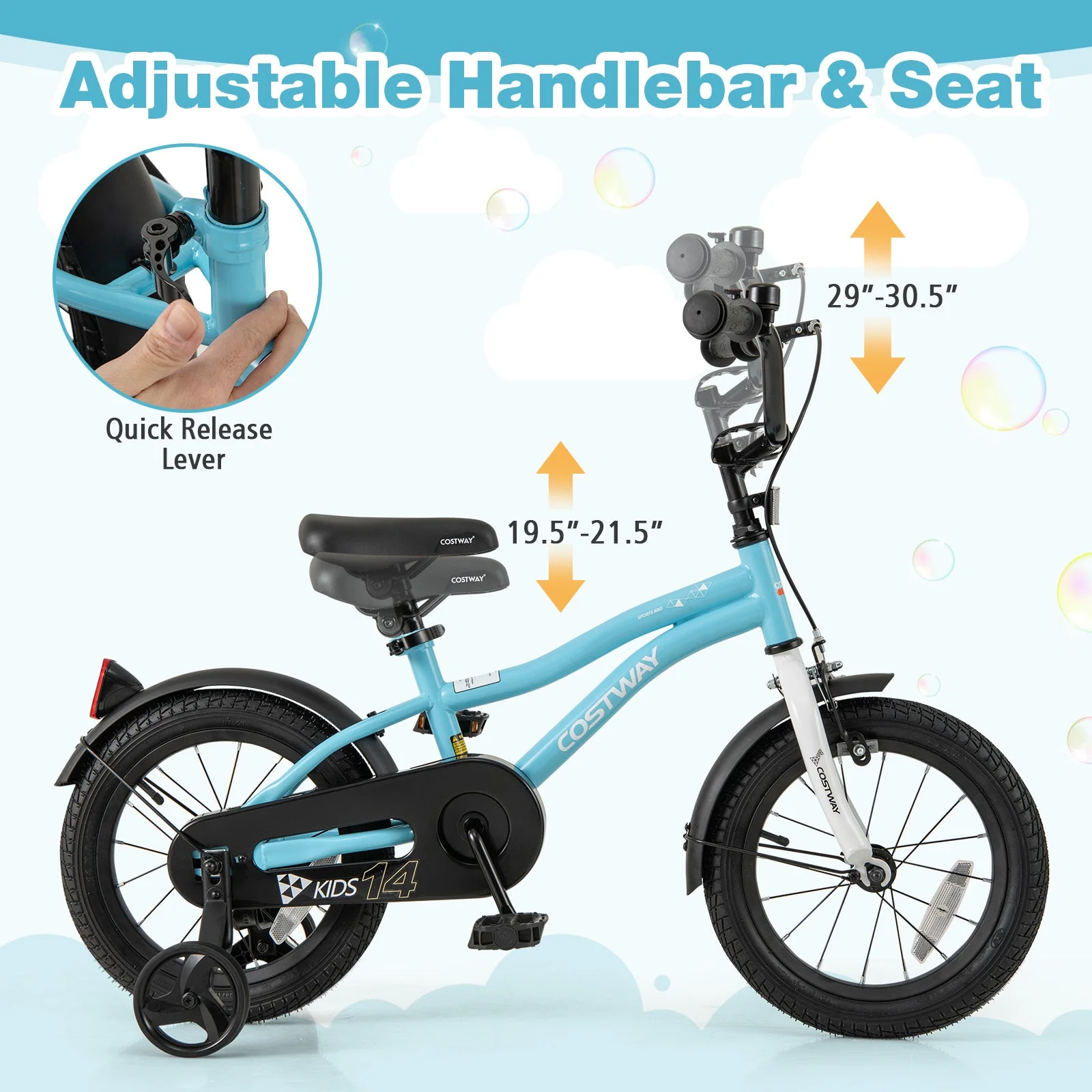 14-Inch Kids Bike for 3-5 Years Old Children Bicycle with Training Wheels - Image 6