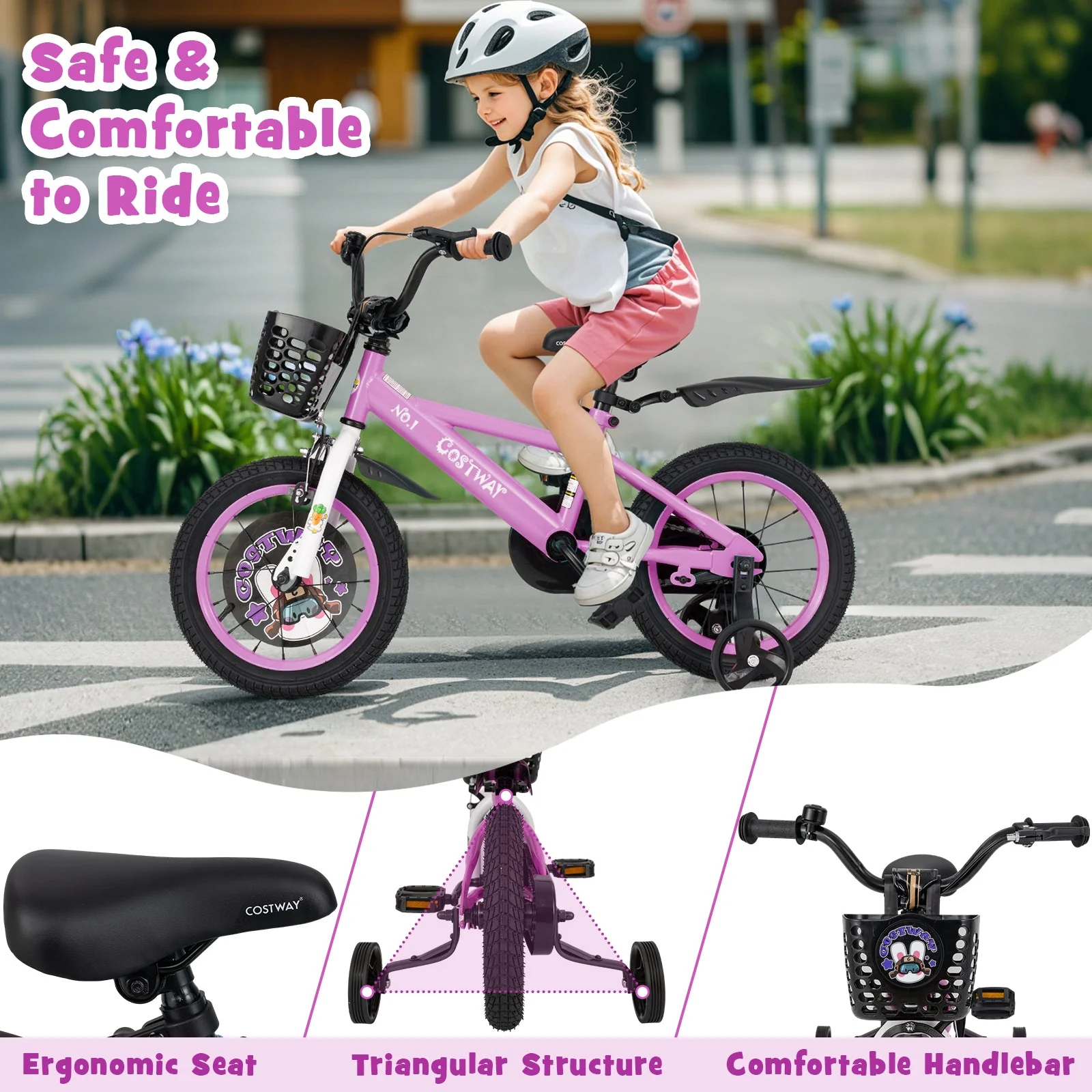 14 Inch Kids Bike for 3-5 Years Old Sport Bicycle with Adjustable Handlebar and Saddle-14 inches - Image 5