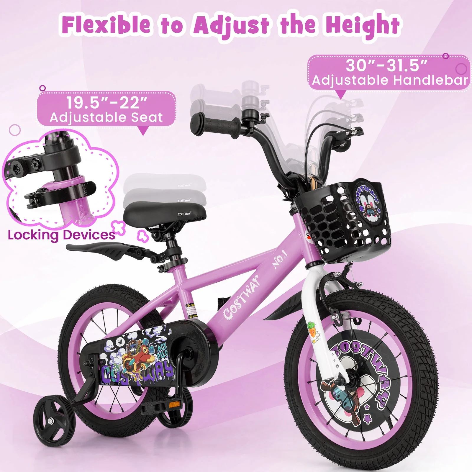 14 Inch Kids Bike for 3-5 Years Old Sport Bicycle with Adjustable Handlebar and Saddle-14 inches - Image 7