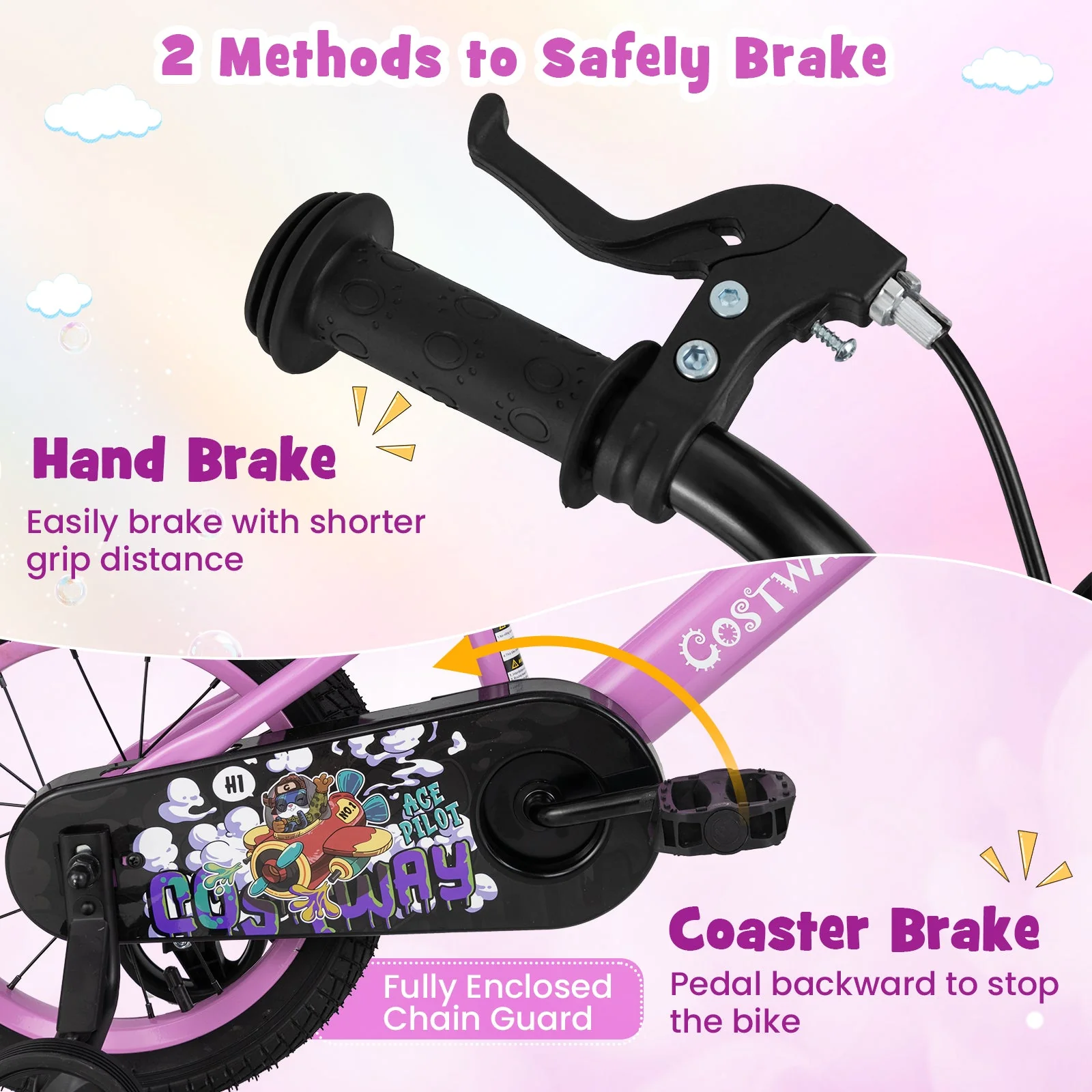14 Inch Kids Bike for 3-5 Years Old Sport Bicycle with Adjustable Handlebar and Saddle-14 inches - Image 8