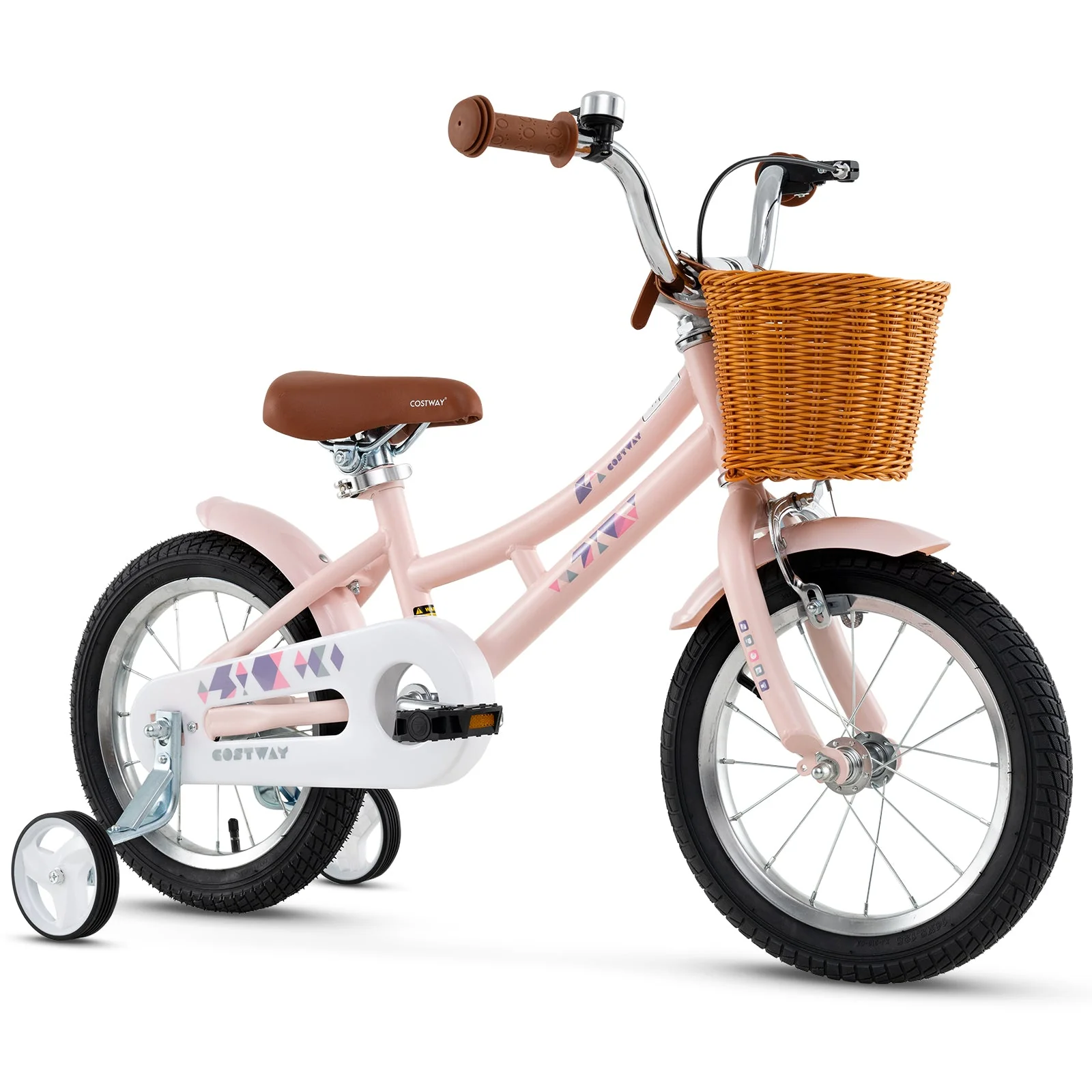 14 Inch Kids Bike Retro Bicycle with Adjustable Height and Basket for Ages 3-5 Years Old- - Image 2