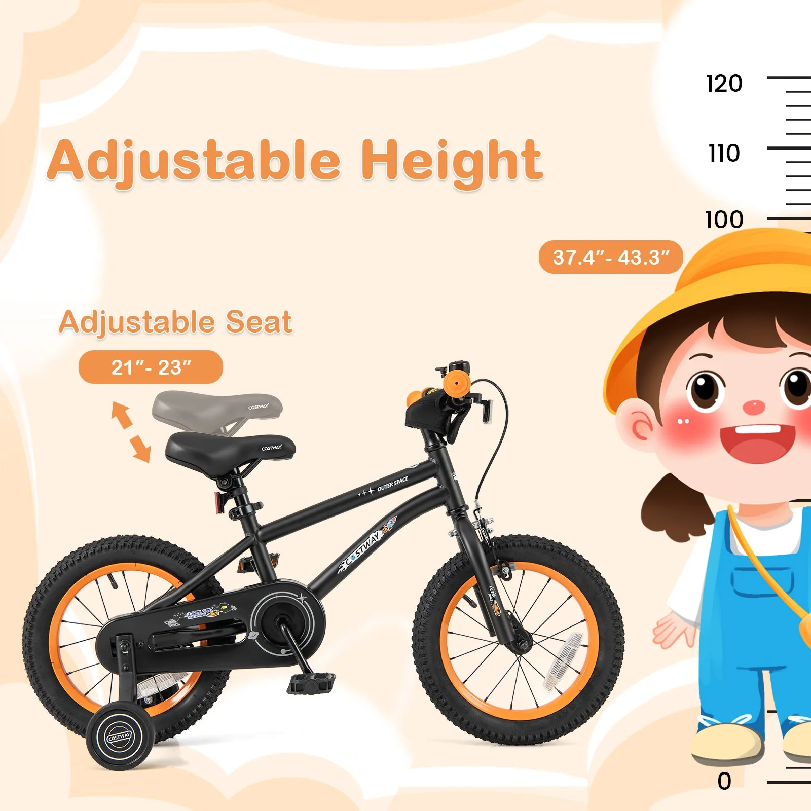 14-Inch Kids Bike Sport Bicycle for 3-5 Years Old with Adjustable Seat-14 inches - Image 5