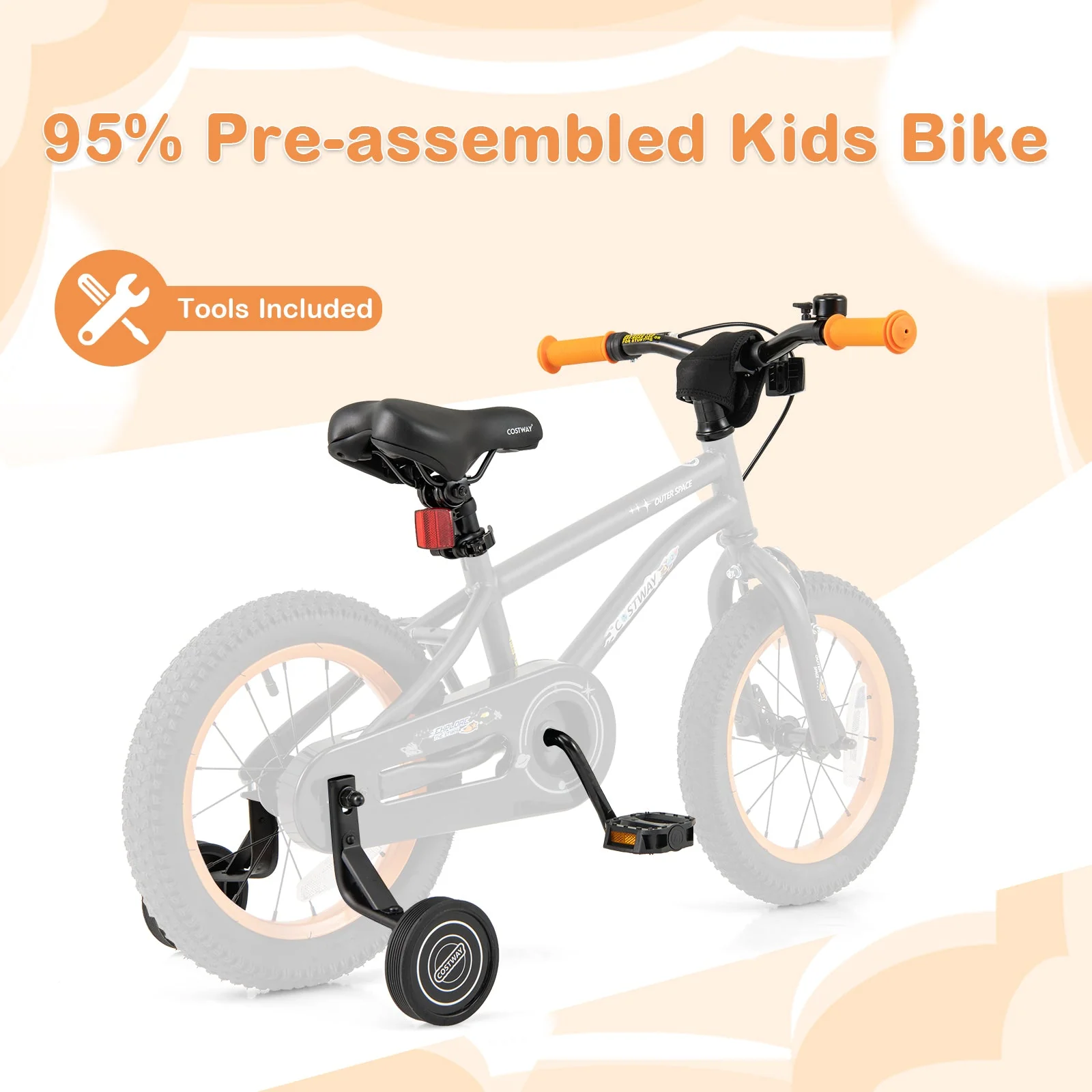 14-Inch Kids Bike Sport Bicycle for 3-5 Years Old with Adjustable Seat-14 inches - Image 6