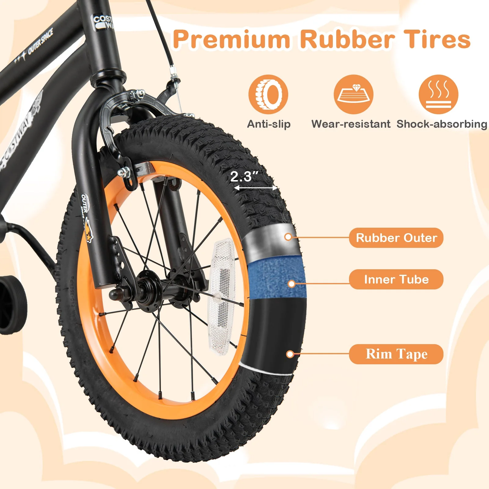 14-Inch Kids Bike Sport Bicycle for 3-5 Years Old with Adjustable Seat-14 inches - Image 7