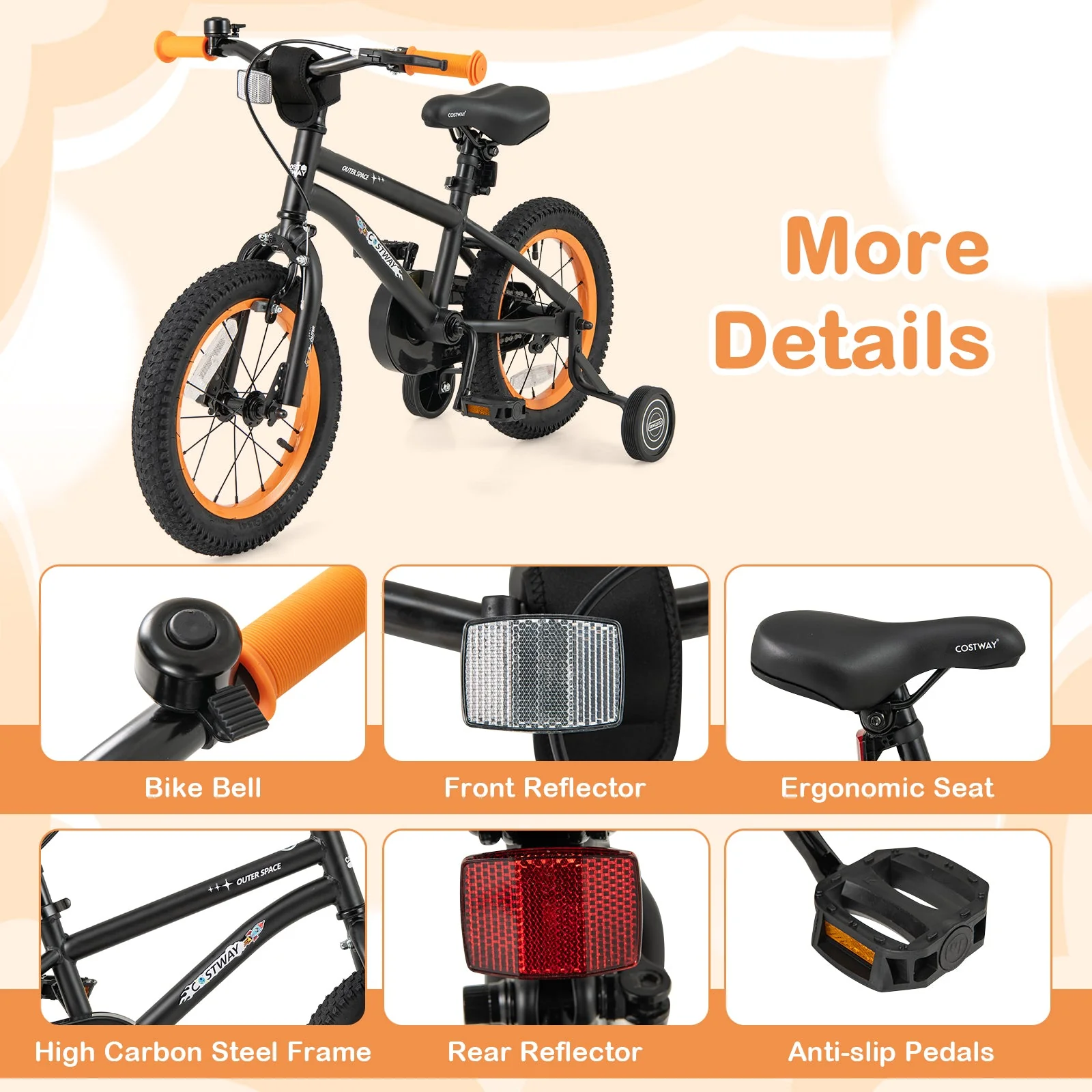 14-Inch Kids Bike Sport Bicycle for 3-5 Years Old with Adjustable Seat-14 inches - Image 8