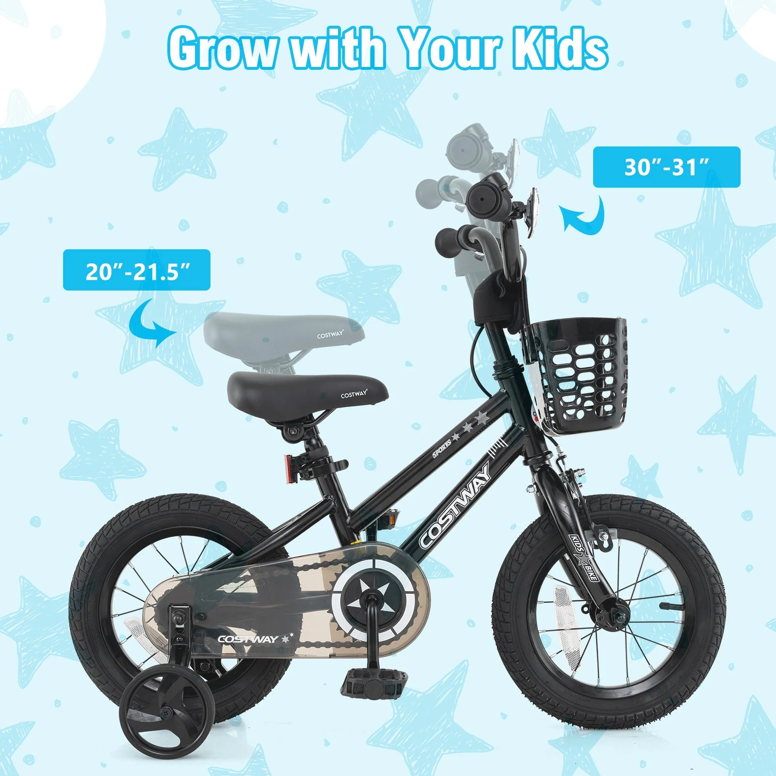 14 Inch Kids Bike with Basket and Training Wheels for Children Aged 4-5 Years Old - Image 5