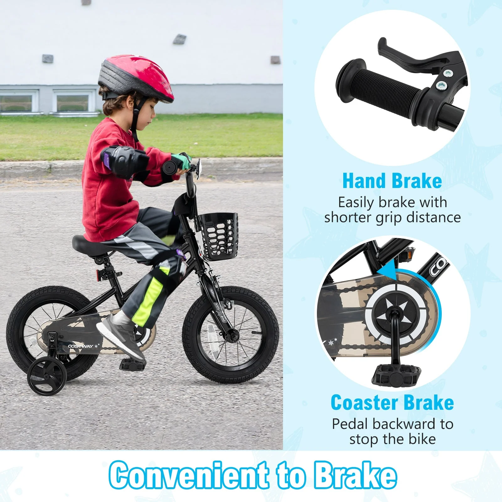 14 Inch Kids Bike with Basket and Training Wheels for Children Aged 4-5 Years Old - Image 6