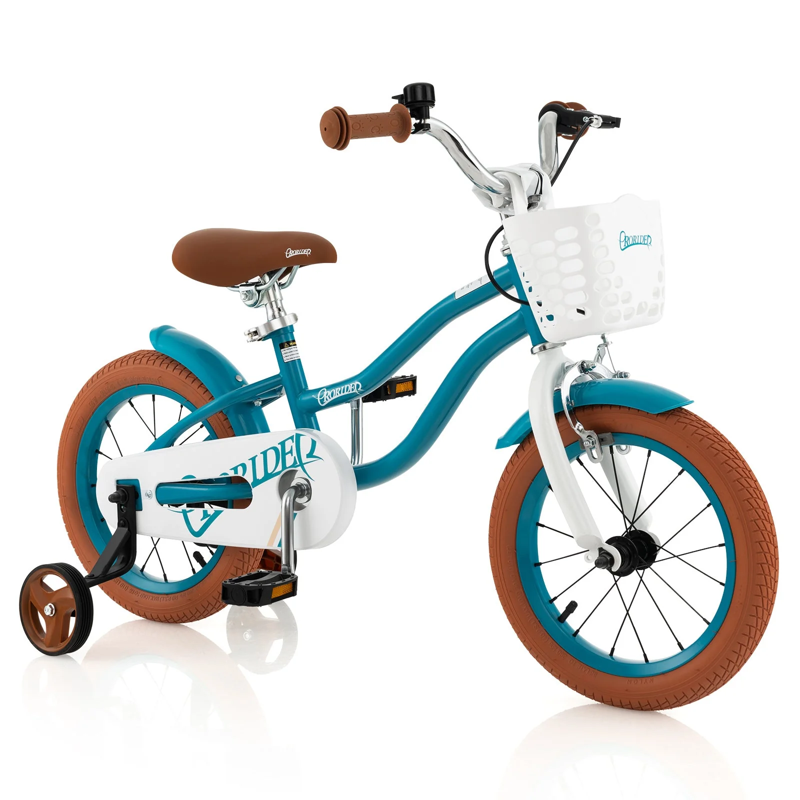 14 Inch Kid's Bike with Removable Training Wheels and Basket-Blue - Image 2
