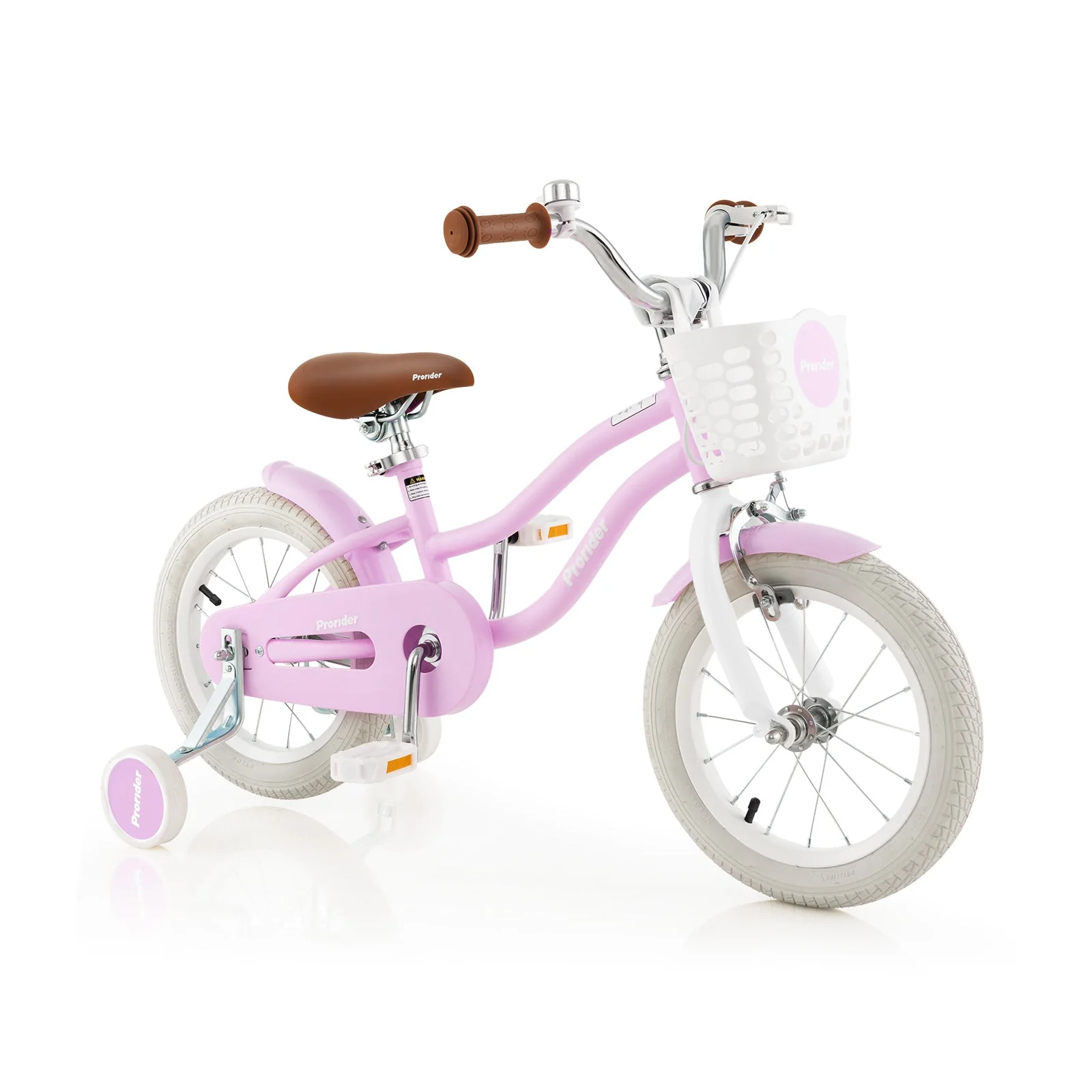 14 Inch Kid's Bike with Removable Training Wheels and Basket-Purple - Image 2