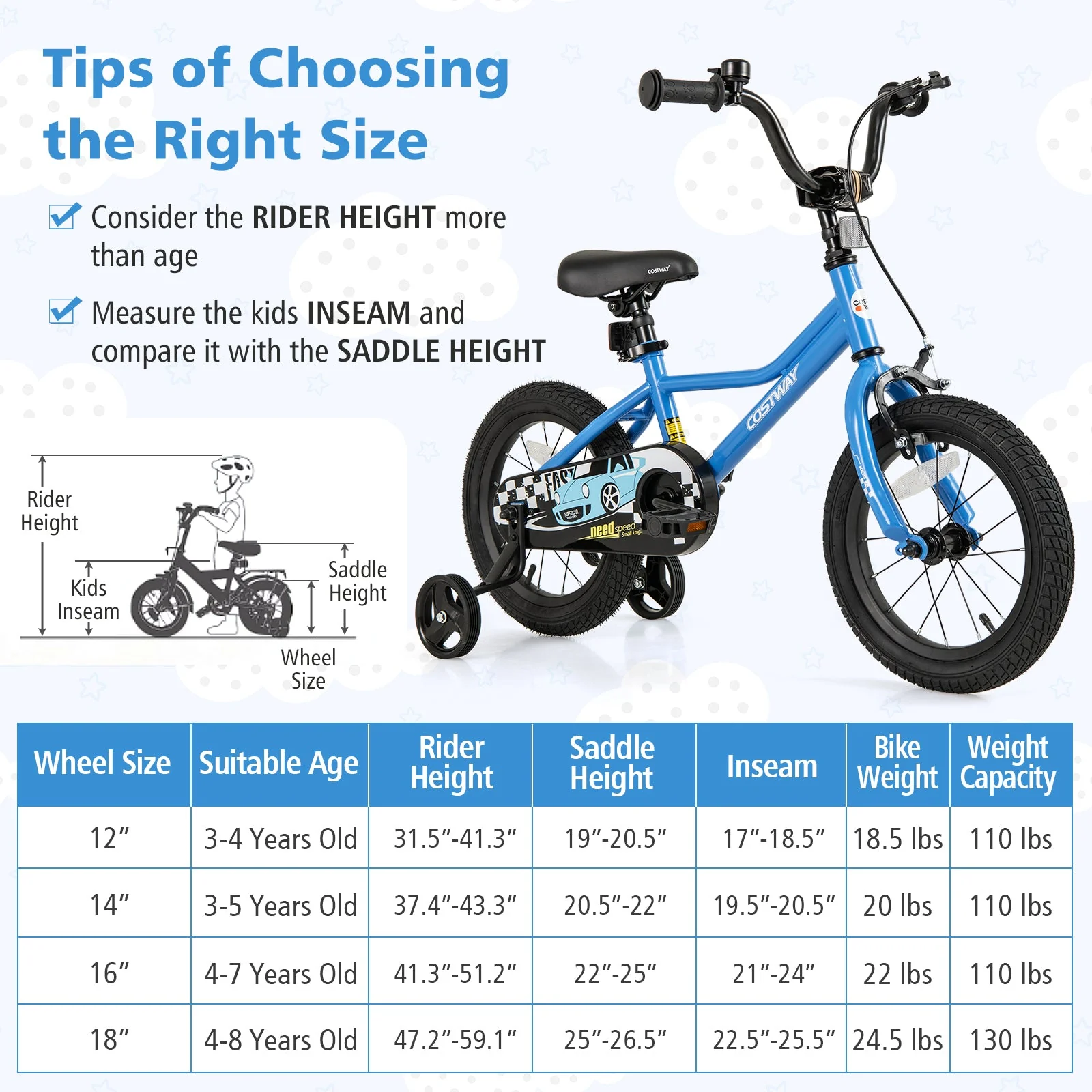 14 Inch Kids Bike with Removable Training Wheels for Aged 3-5 Years Old - Image 4
