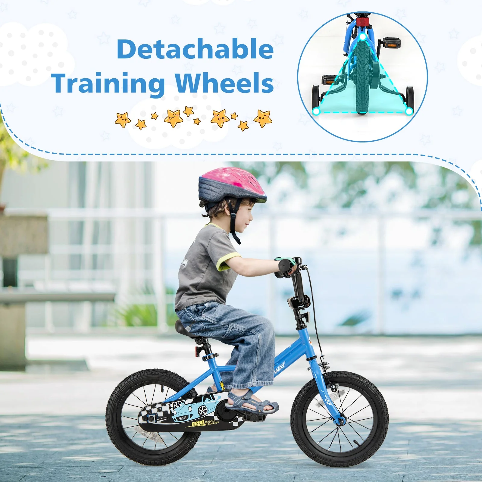 14 Inch Kids Bike with Removable Training Wheels for Aged 3-5 Years Old - Image 5