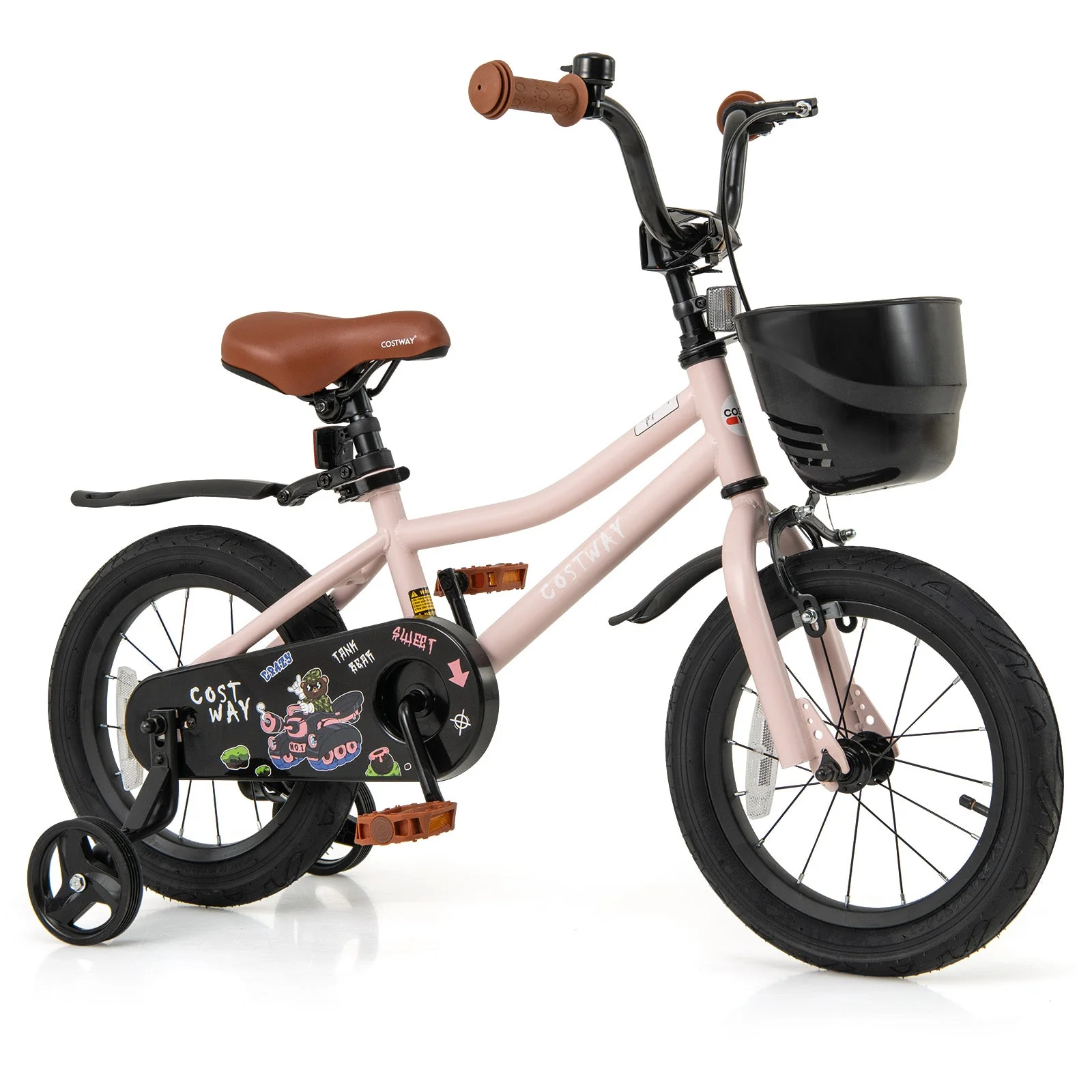 14 Inches Kids Bike with Basket and Adjustable Handlebar for 3-5 Years Old - Image 3