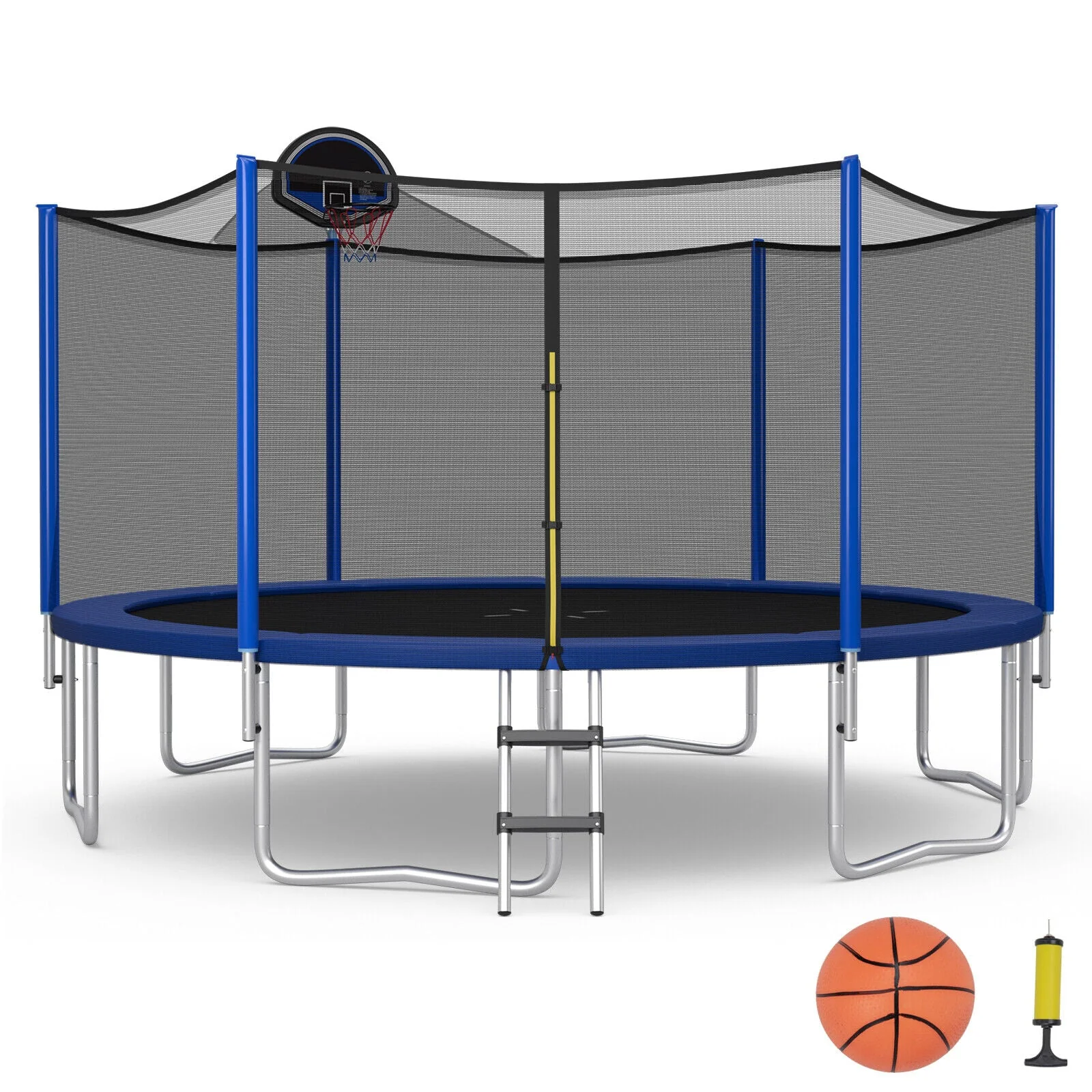 15/16 Feet Outdoor Recreational Trampoline with Enclosure Net-16 ft - Image 4
