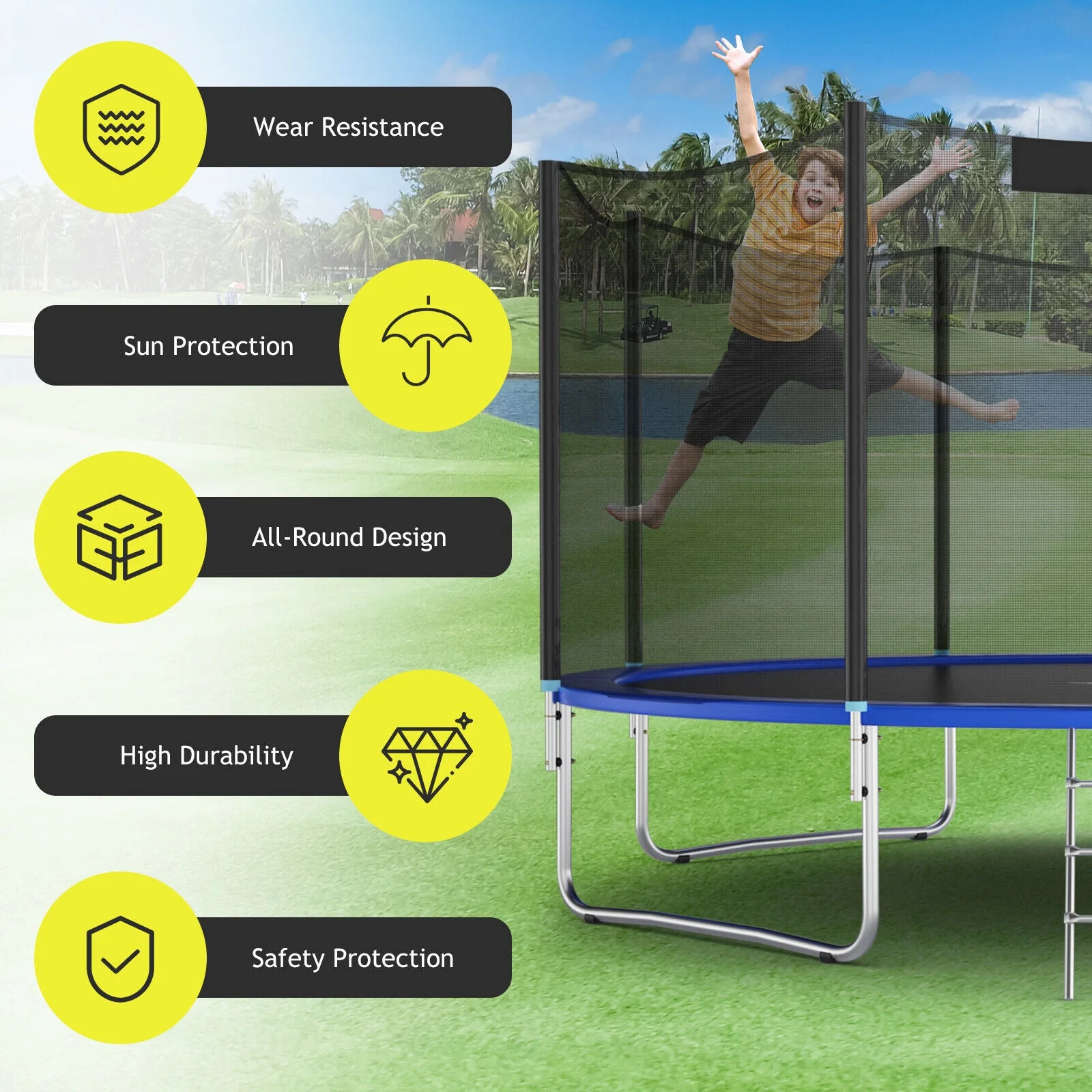 15/16 Feet Trampoline Replacement Safety Net-15 ft - Image 7