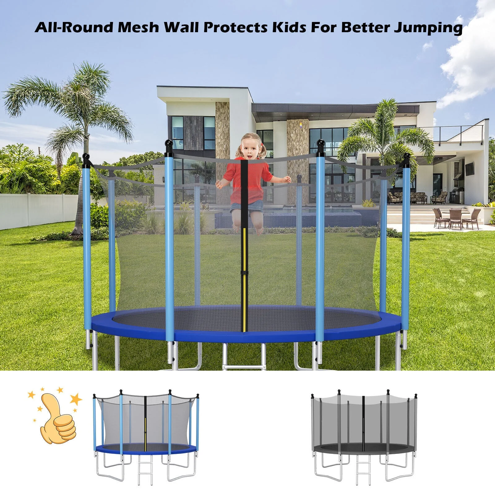 15/16 Feet Trampoline Replacement Safety Net with Adjustable Straps-16 ft - Image 6