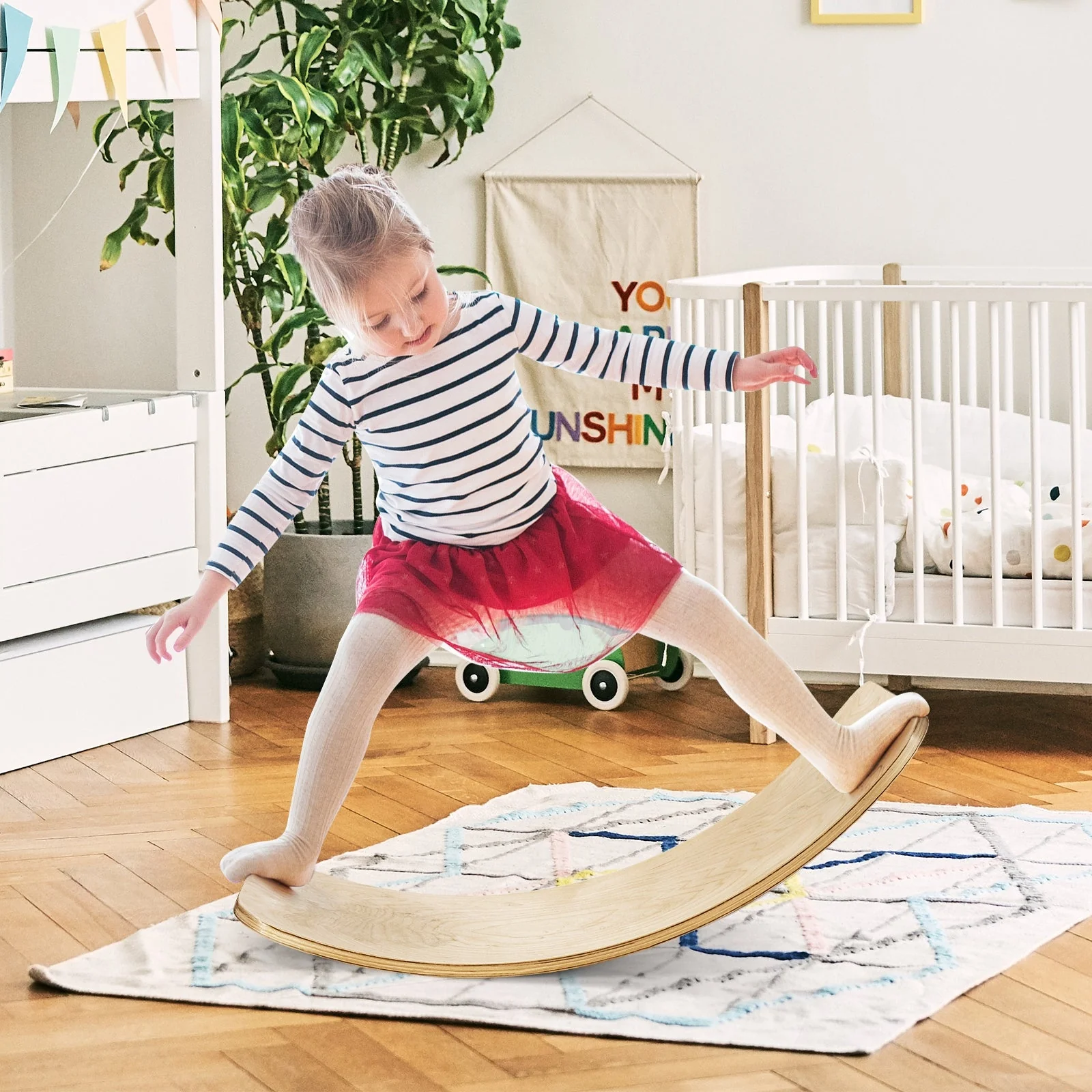 15.5 Inch Wobble Board for Kids and Adults-Natural - Image 2