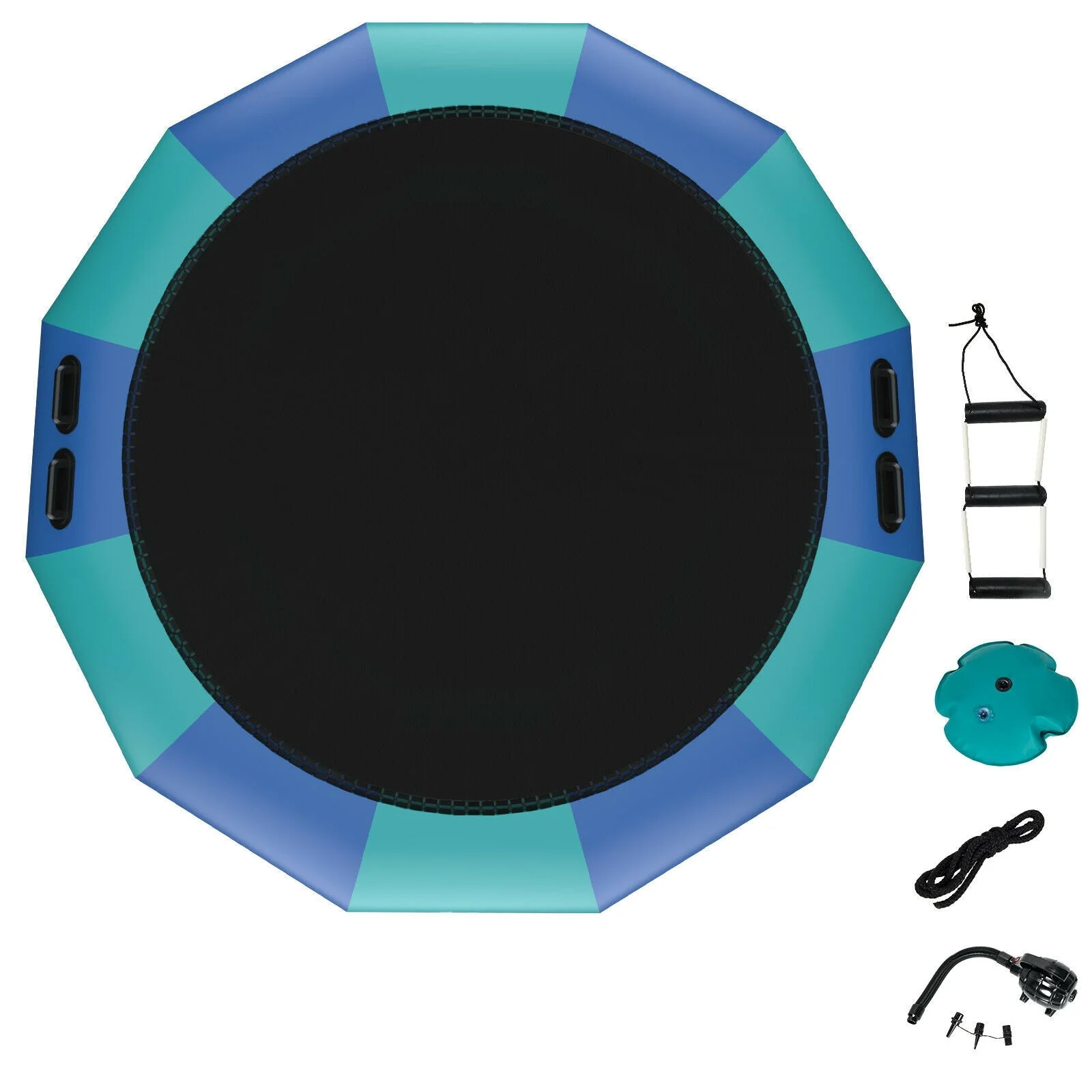 15 Feet Inflatable Splash Padded Water Bouncer Trampoline-Blue - Image 4