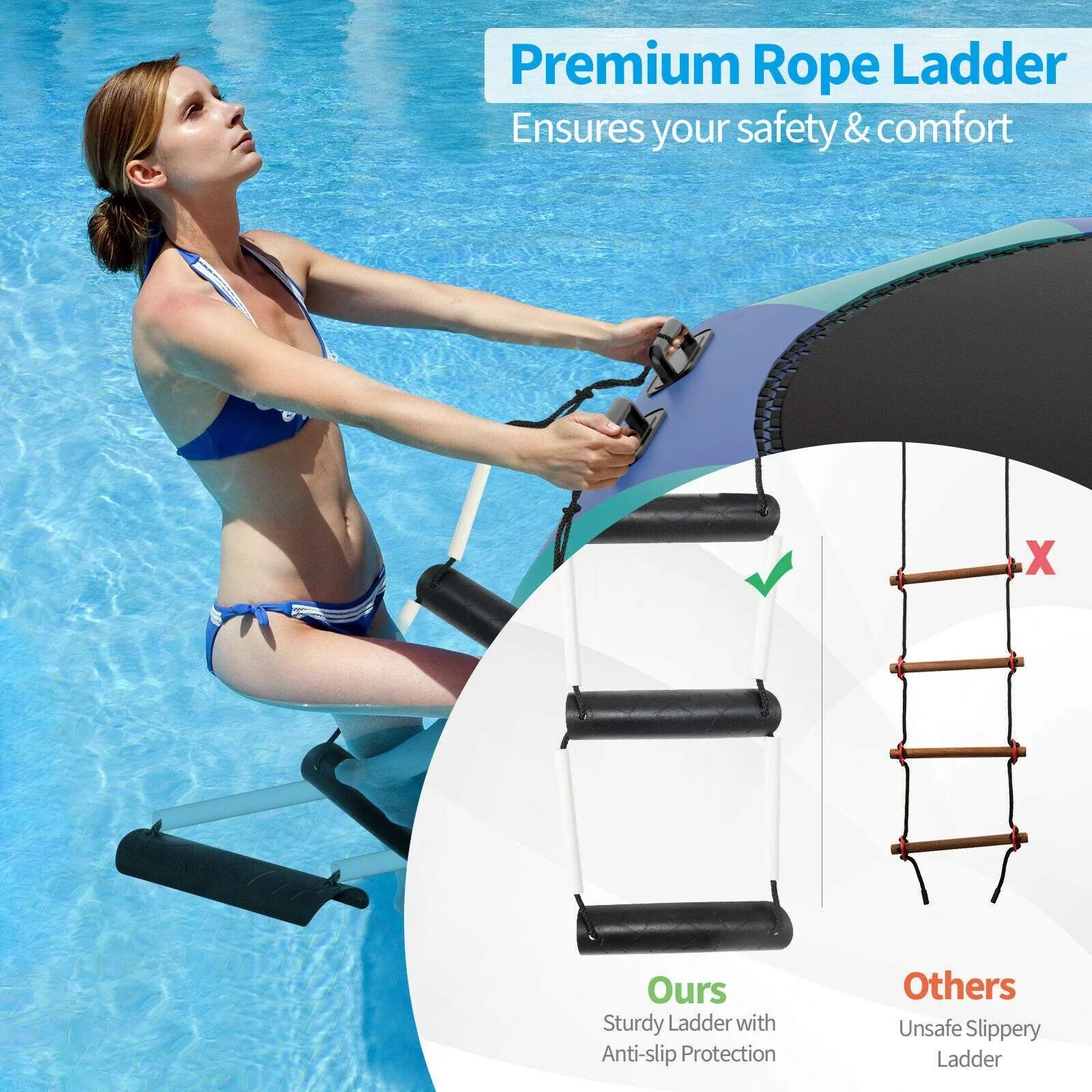 15 Feet Inflatable Splash Padded Water Bouncer Trampoline-Blue - Image 7
