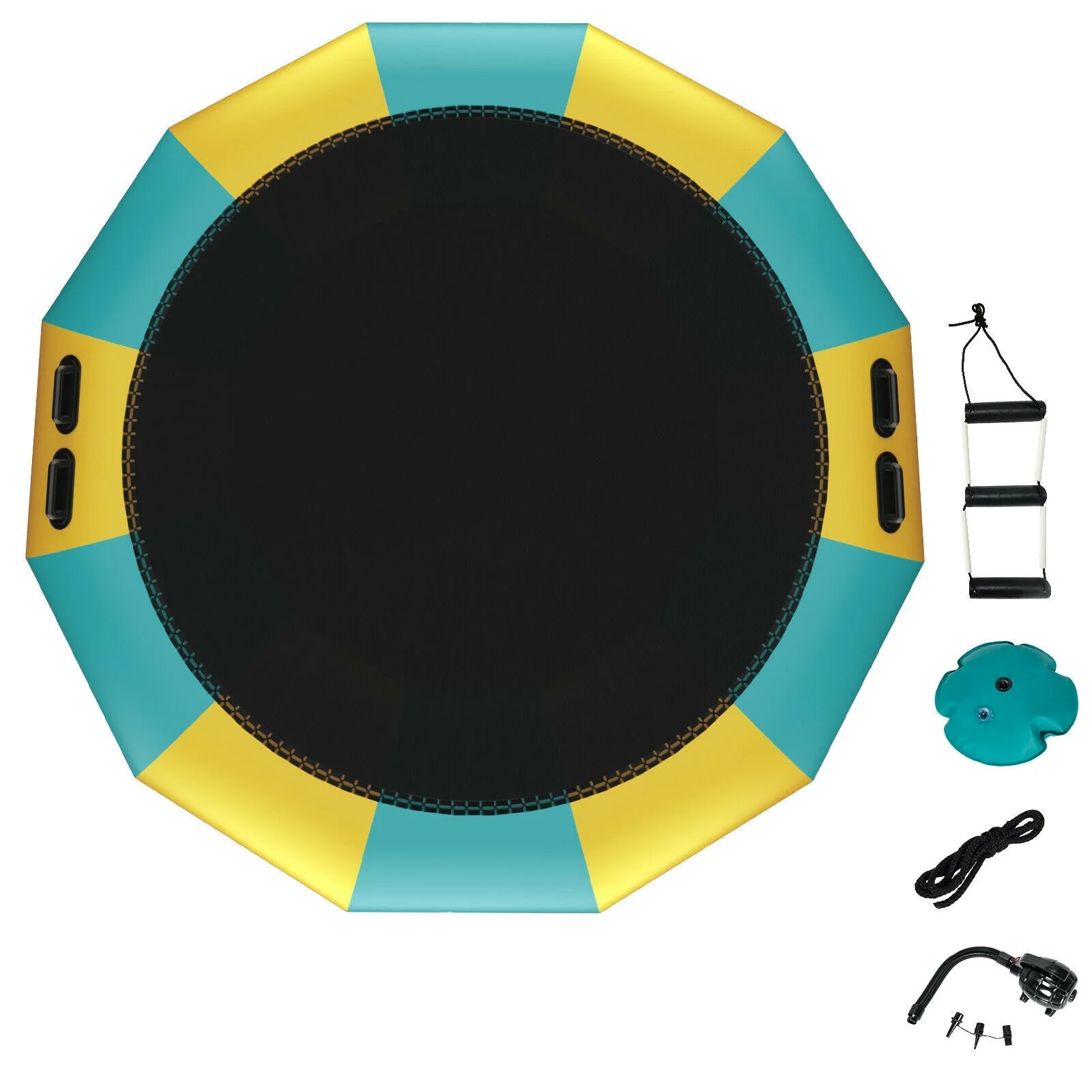 15 Feet Inflatable Splash Padded Water Bouncer Trampoline-Yellow - Image 4