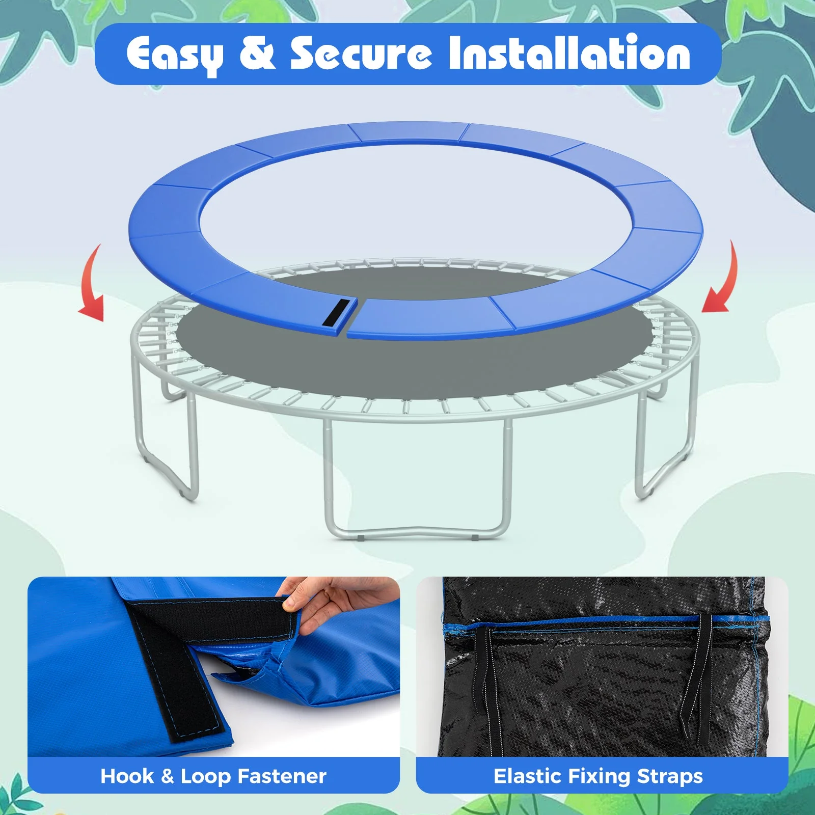 15 Feet Trampoline Pad Replacement Safety Pad with Fixing Straps (Blue) - Image 6
