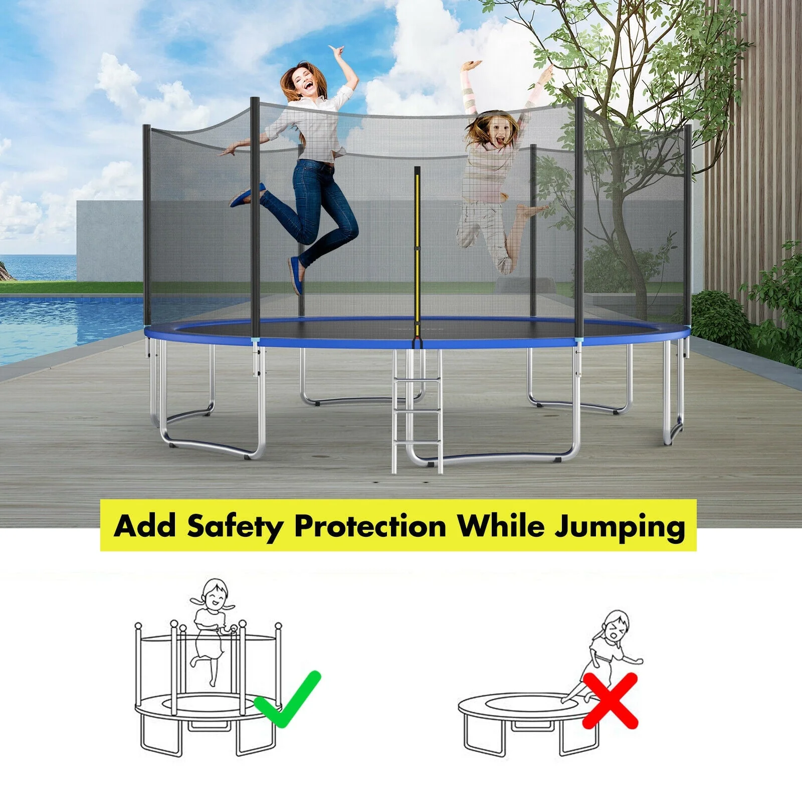 15 Feet Trampoline Safety Replacement Protection Enclosure Net - Image 5