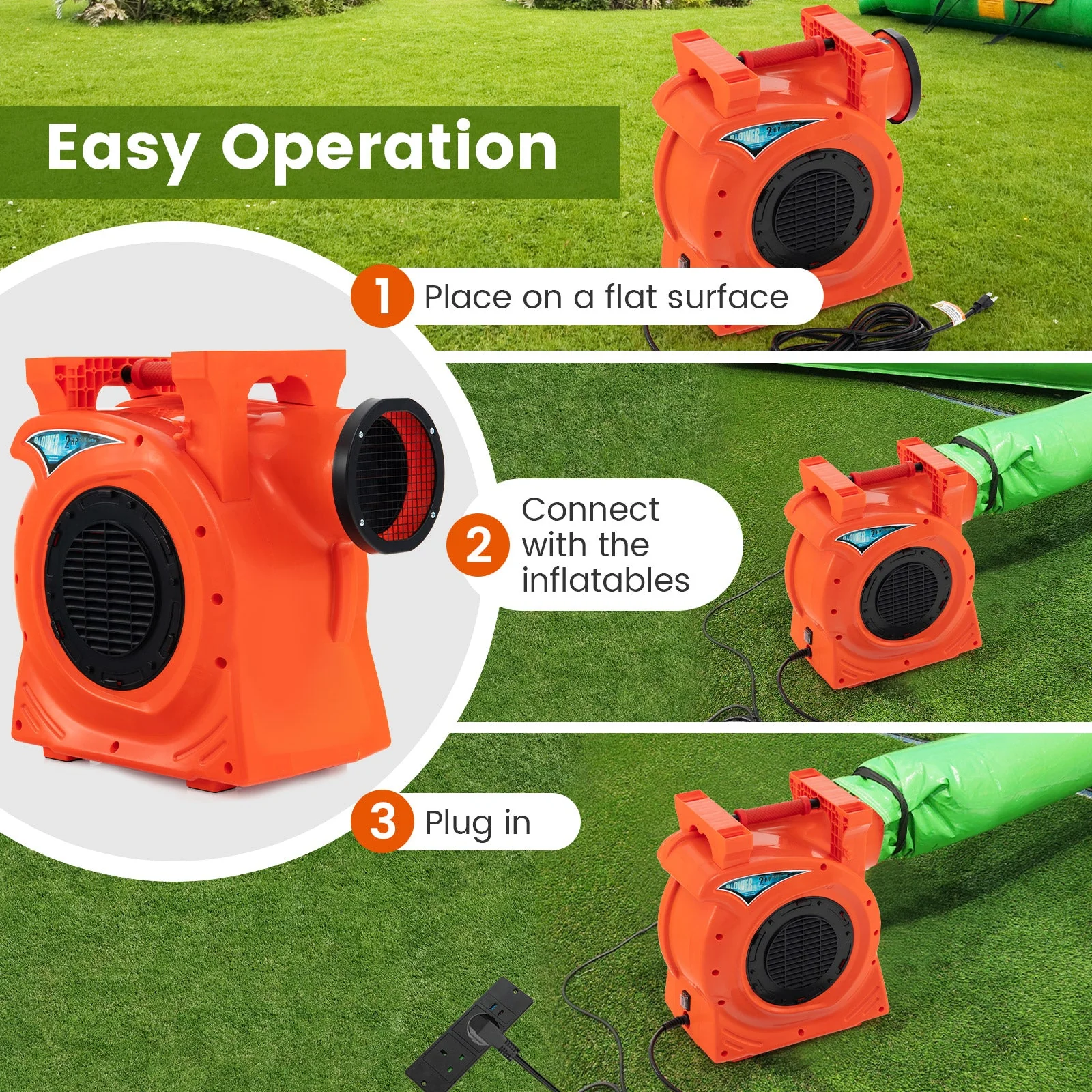 1500W 2 HP Commercial Air Blower for Giant Outdoor Inflatable Bounce House - Image 8