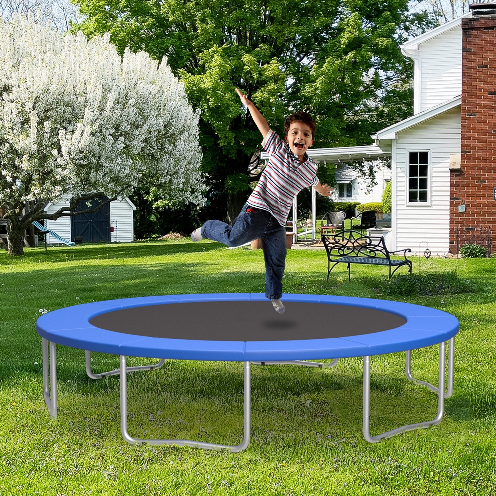 16 Feet Trampoline Pad Replacement Safety Pad with Fixing Straps (Blue) - Image 2