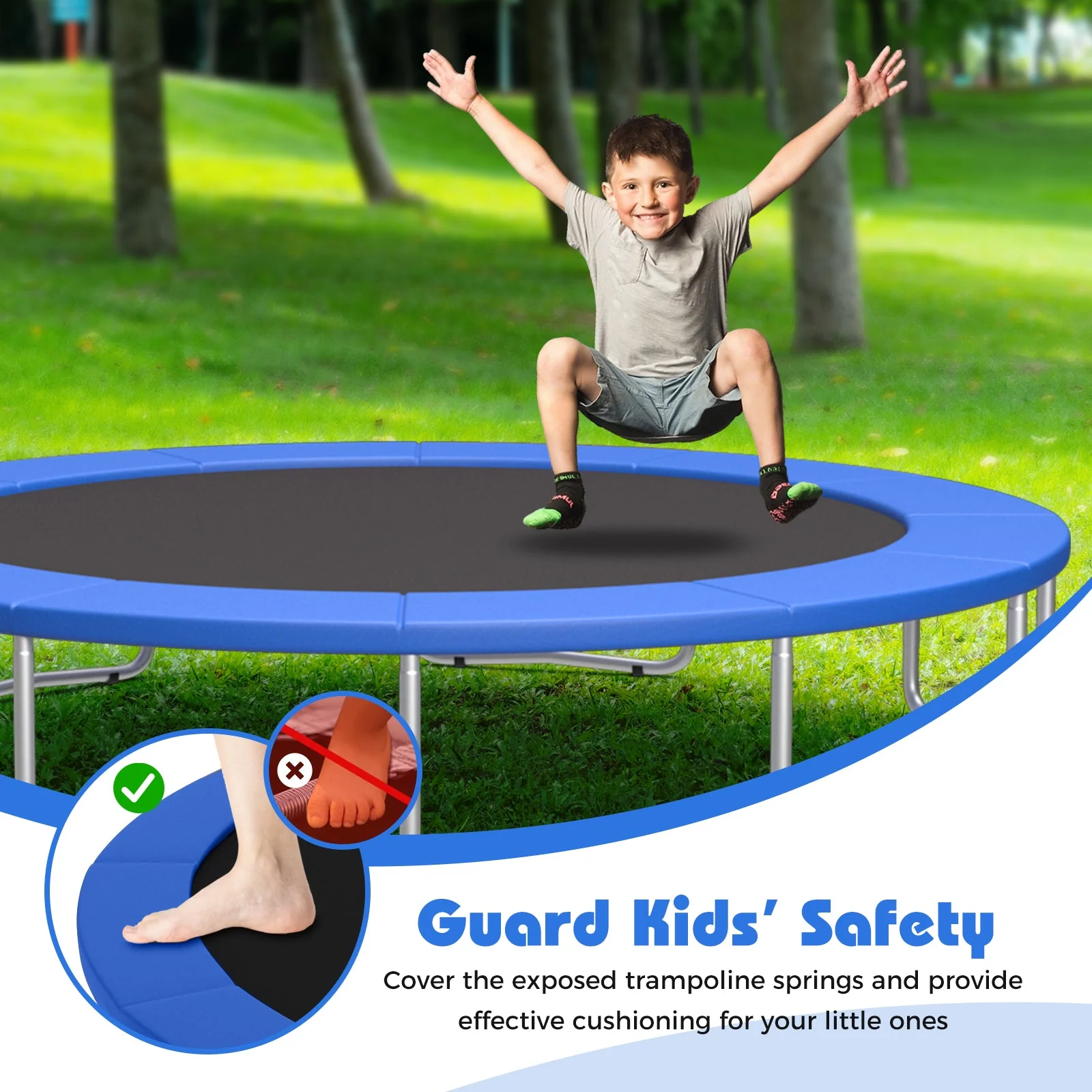 16 Feet Trampoline Pad Replacement Safety Pad with Fixing Straps (Blue) - Image 6