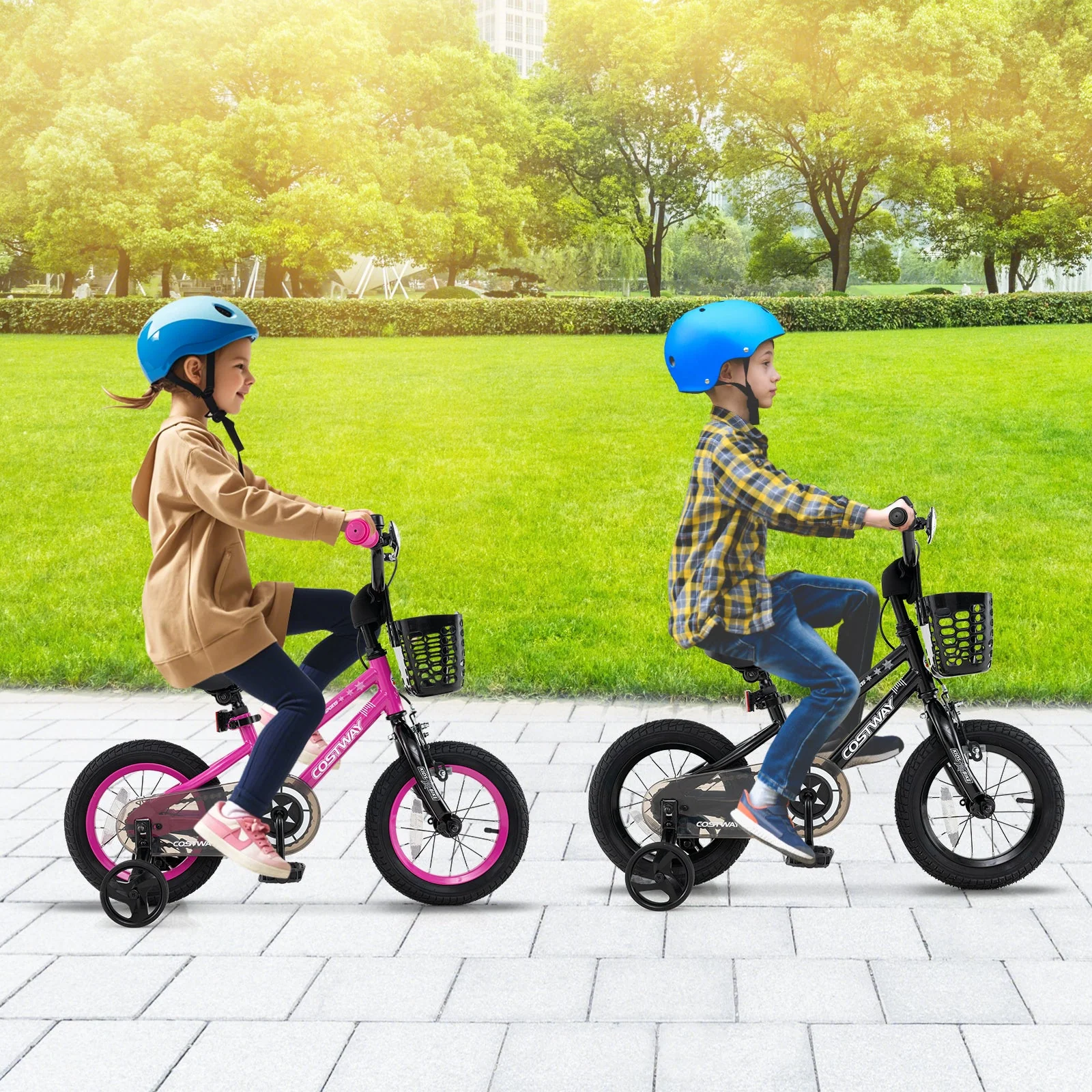 16 Inch Kids Bike Adjustable Bicycle with Front Basket for Children Aged 4-7 Years Old - Image 2