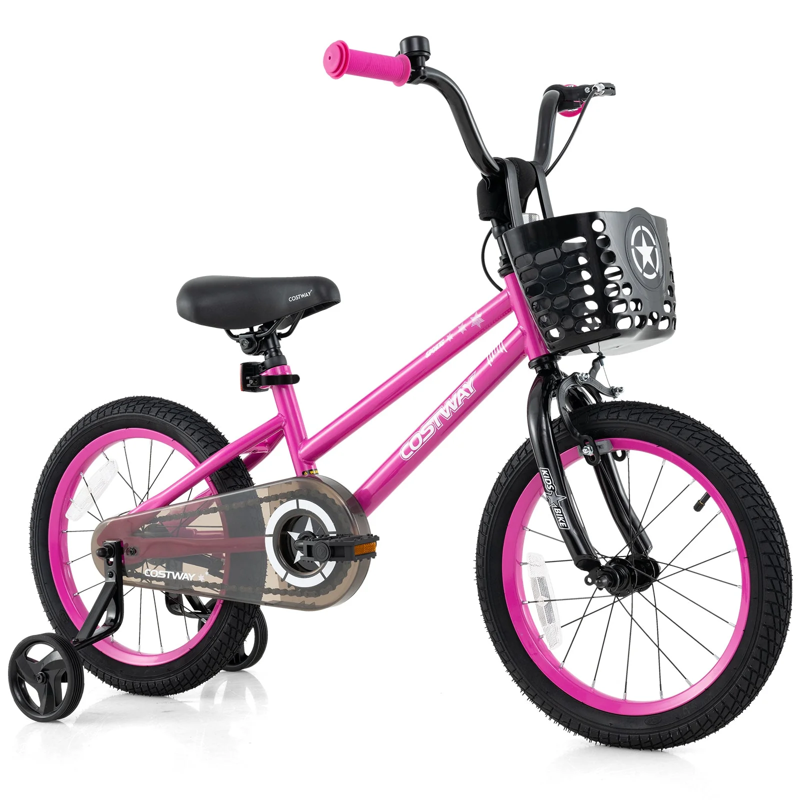 16 Inch Kids Bike Adjustable Bicycle with Front Basket for Children Aged 4-7 Years Old - Image 3