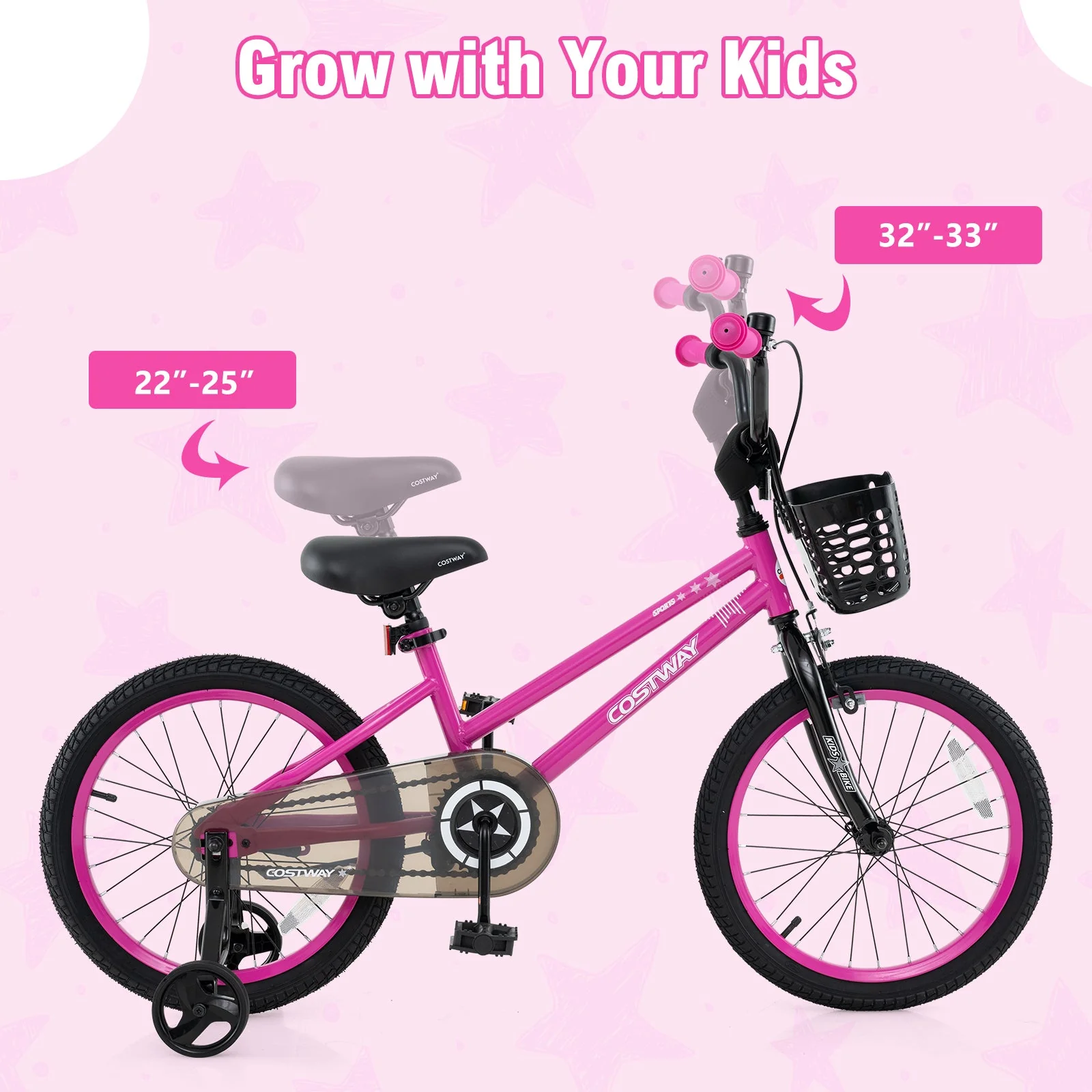 16 Inch Kids Bike Adjustable Bicycle with Front Basket for Children Aged 4-7 Years Old - Image 6