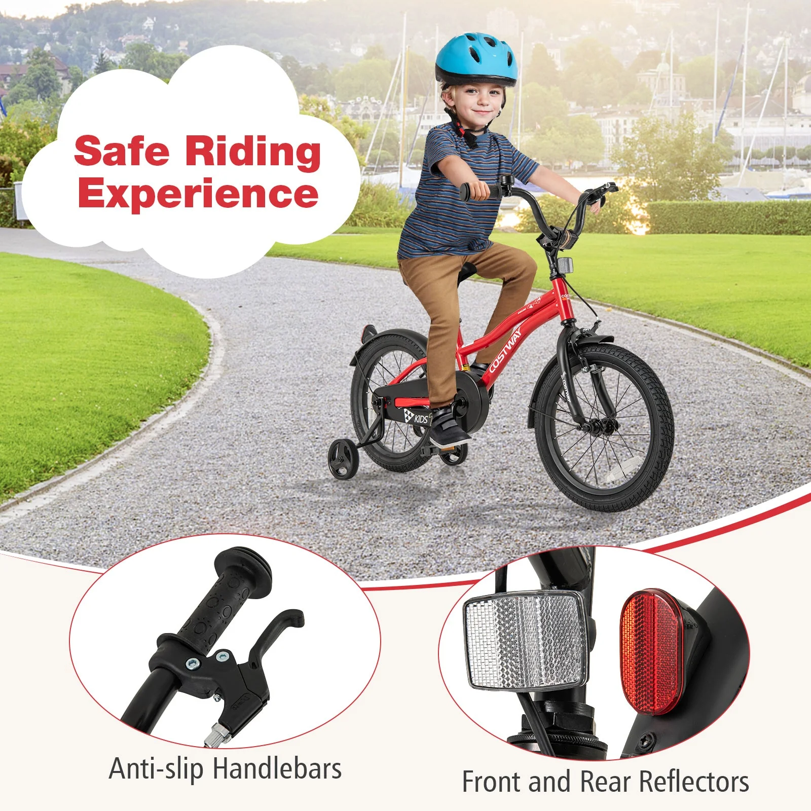 16 Inch Kids Bike Adjustable Bicycle with Reflectors and Bell for 4-7 Years Old - Image 7