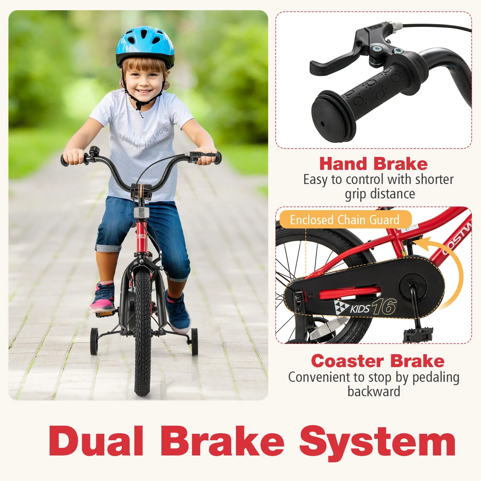 16 Inch Kids Bike Adjustable Bicycle with Reflectors and Bell for 4-7 Years Old - Image 8