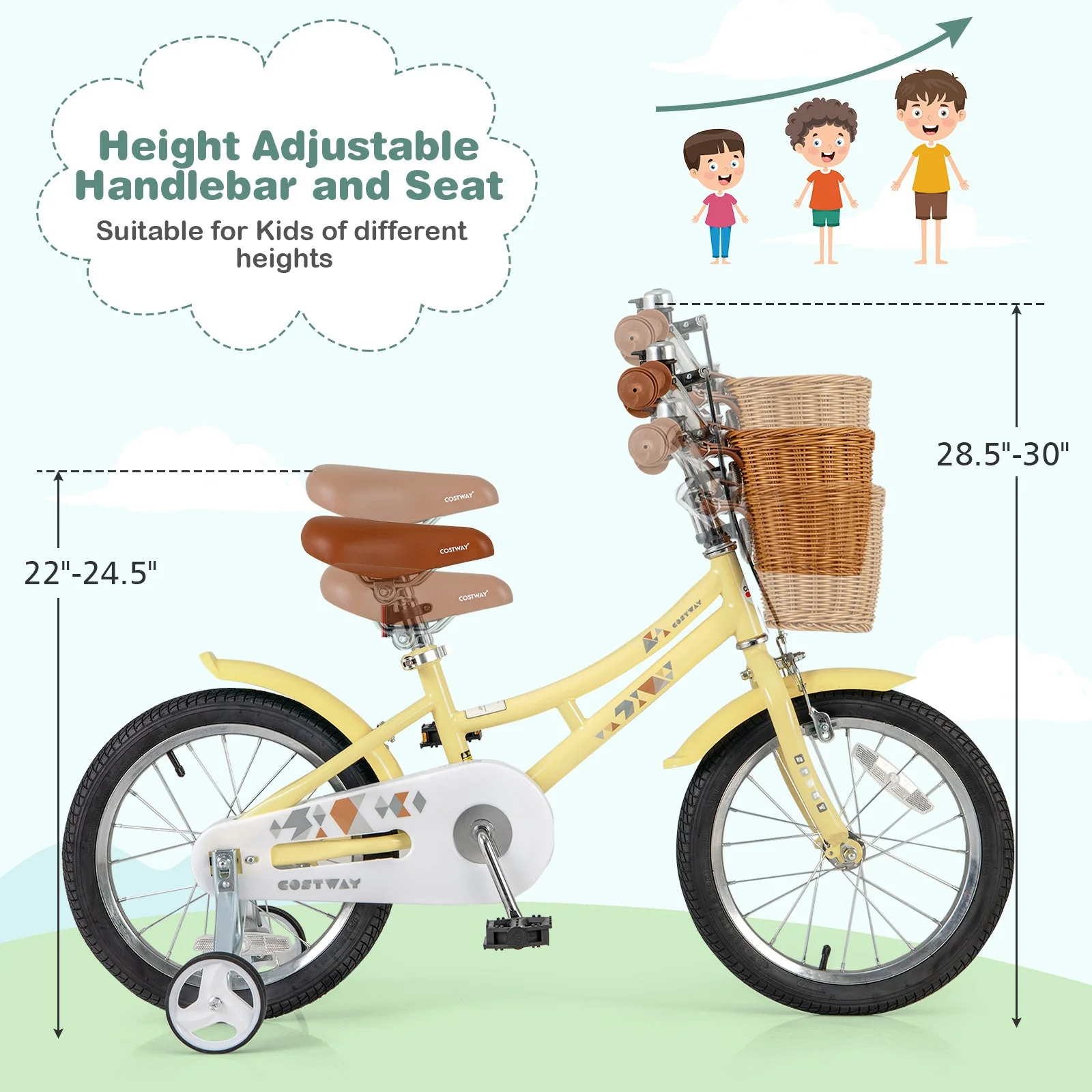 16 Inch Kids Bike Adjustable Bicycle with Reflectors and Bell for Children 4-7 Years Old-16 inches - Image 5