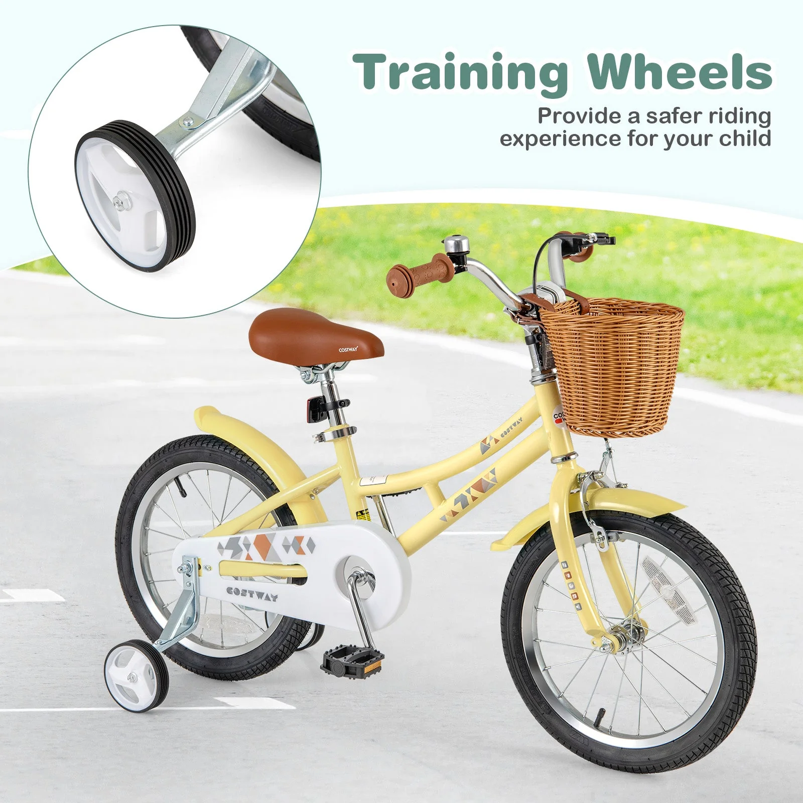 16 Inch Kids Bike Adjustable Bicycle with Reflectors and Bell for Children 4-7 Years Old-16 inches - Image 6
