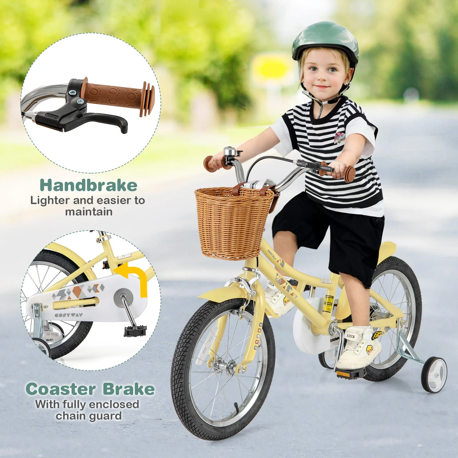 16 Inch Kids Bike Adjustable Bicycle with Reflectors and Bell for Children 4-7 Years Old-16 inches - Image 8