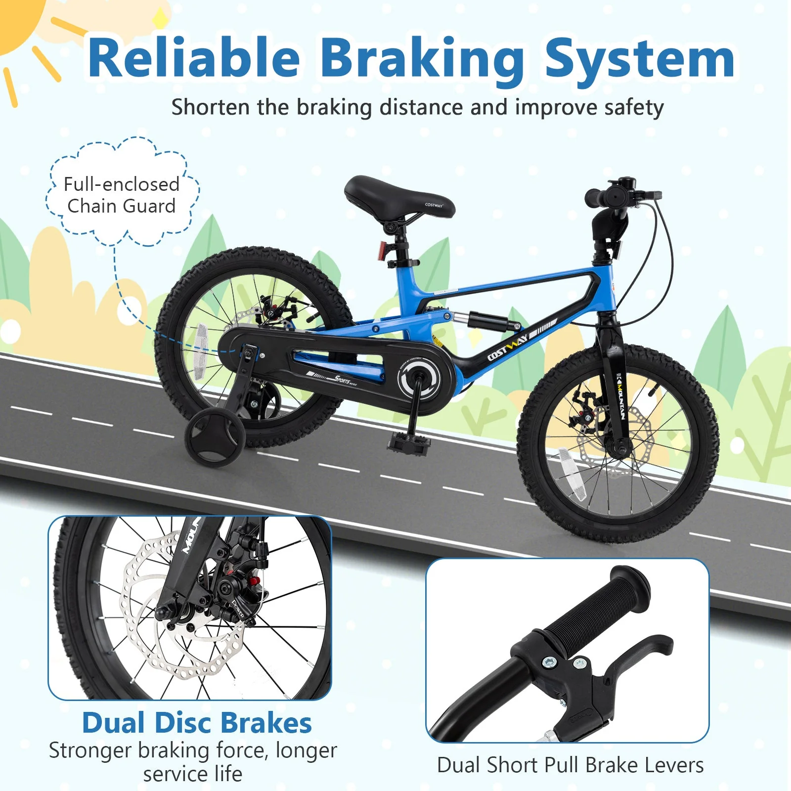 16 Inch Kids Bike Adjustable with Shock Absorber and Bell for Aged 4 to 7-16 inches - Image 5