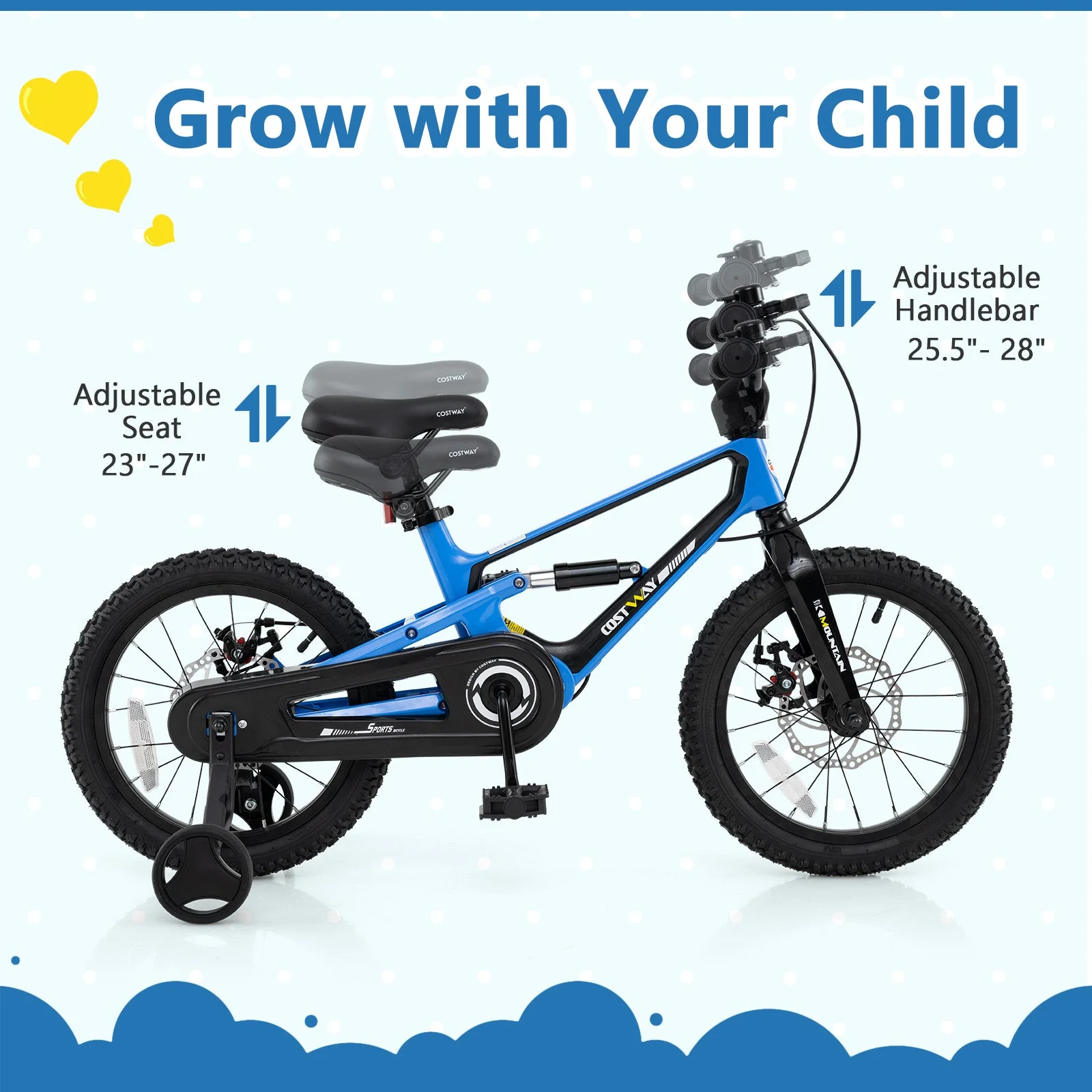 16 Inch Kids Bike Adjustable with Shock Absorber and Bell for Aged 4 to 7-16 inches - Image 6